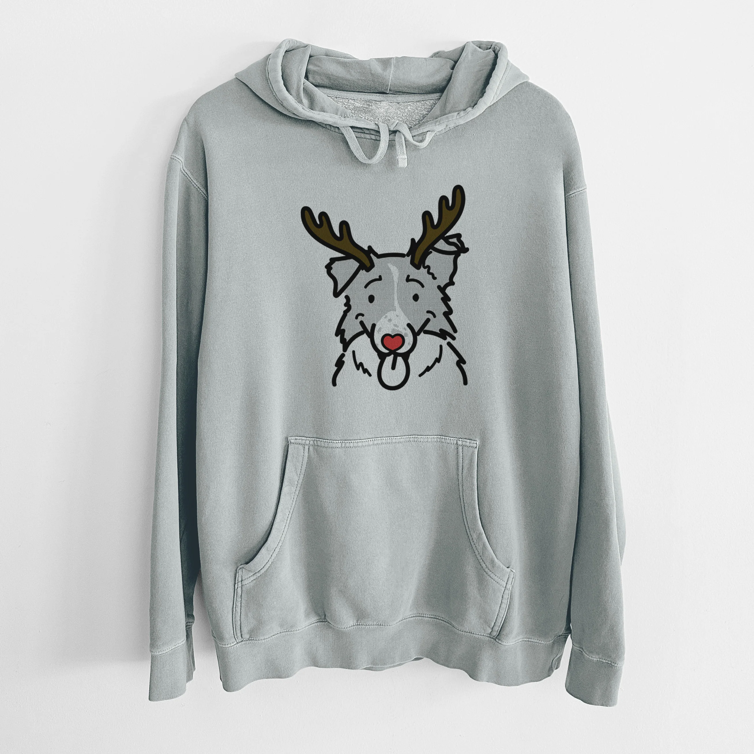 Red Nose Border Collie - Jam - Unisex Pigment Dyed Hoodie - Image 7