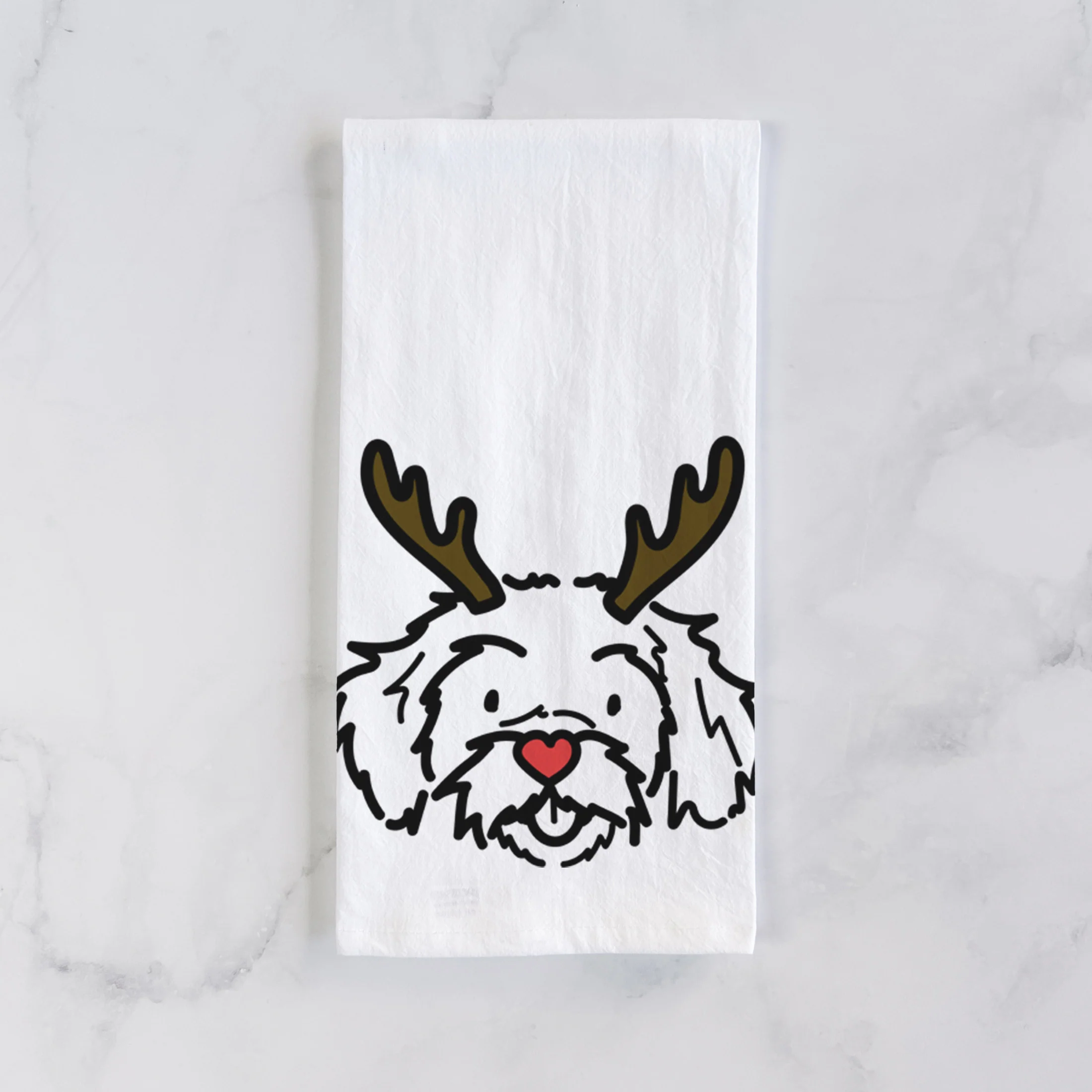 Red Nose Peekapoo - Jo Jo - Tea Towel - Image 2