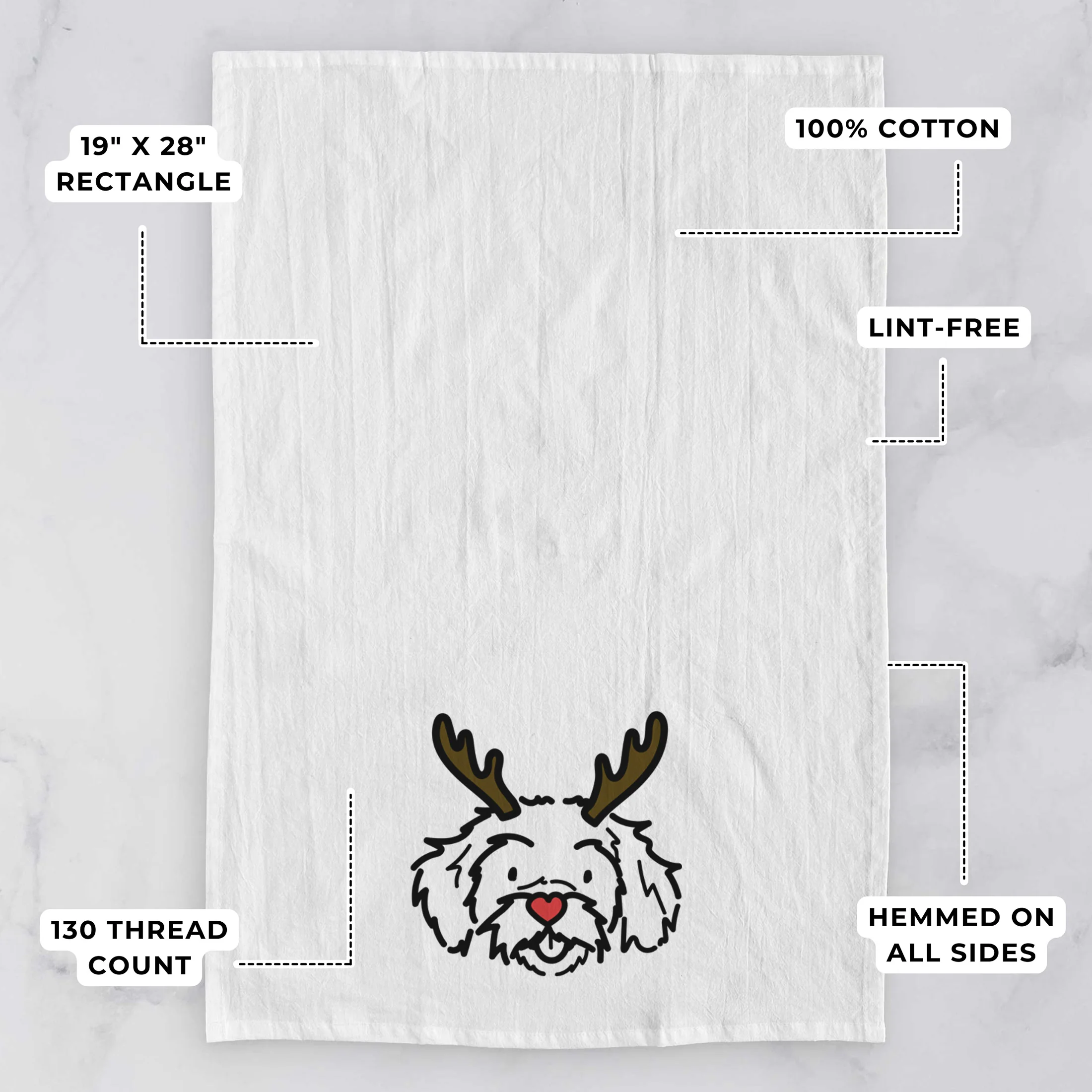 Red Nose Peekapoo - Jo Jo - Tea Towel - Image 3