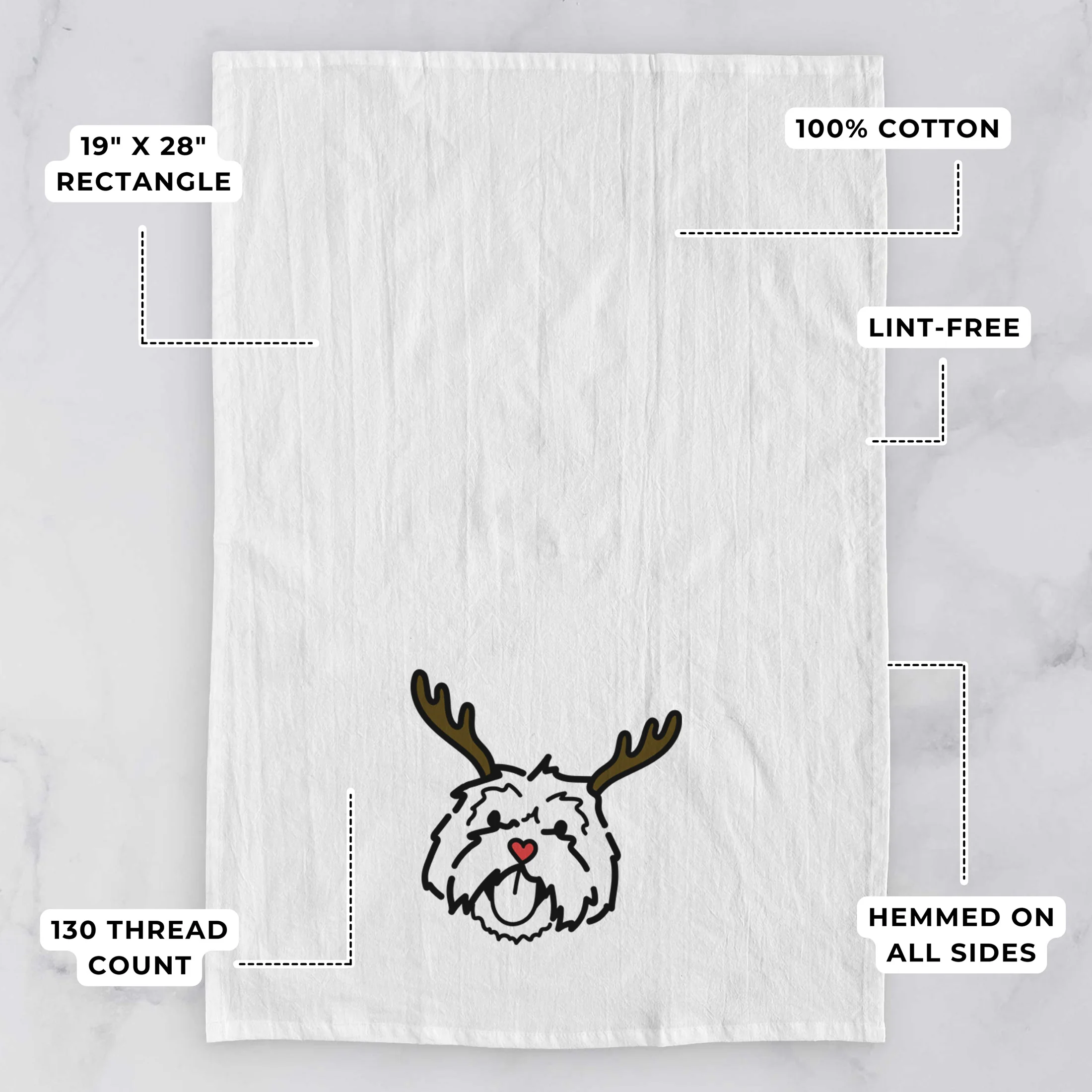 Red Nose Lhasa Apso - Keia - Tea Towel - Image 3