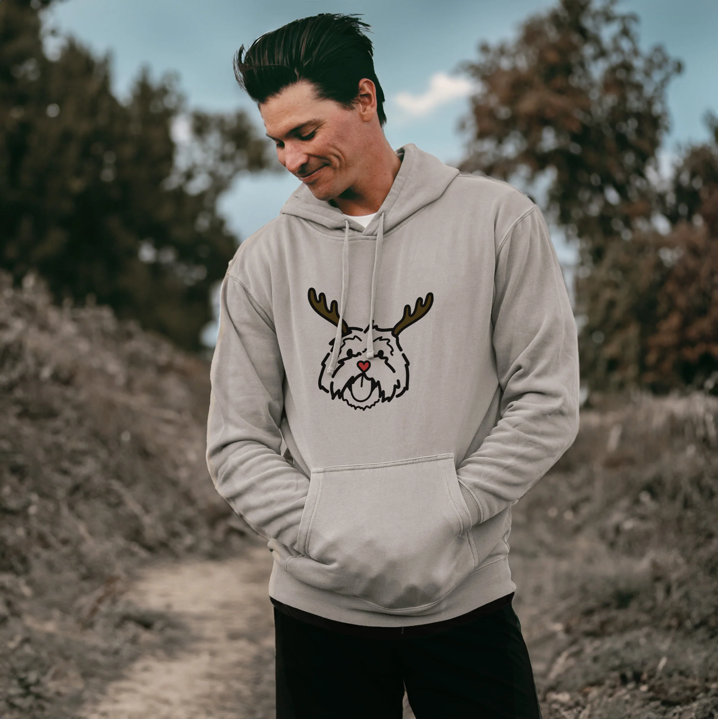 Red Nose Lhasa Apso - Keia - Unisex Pigment Dyed Hoodie - Image 3