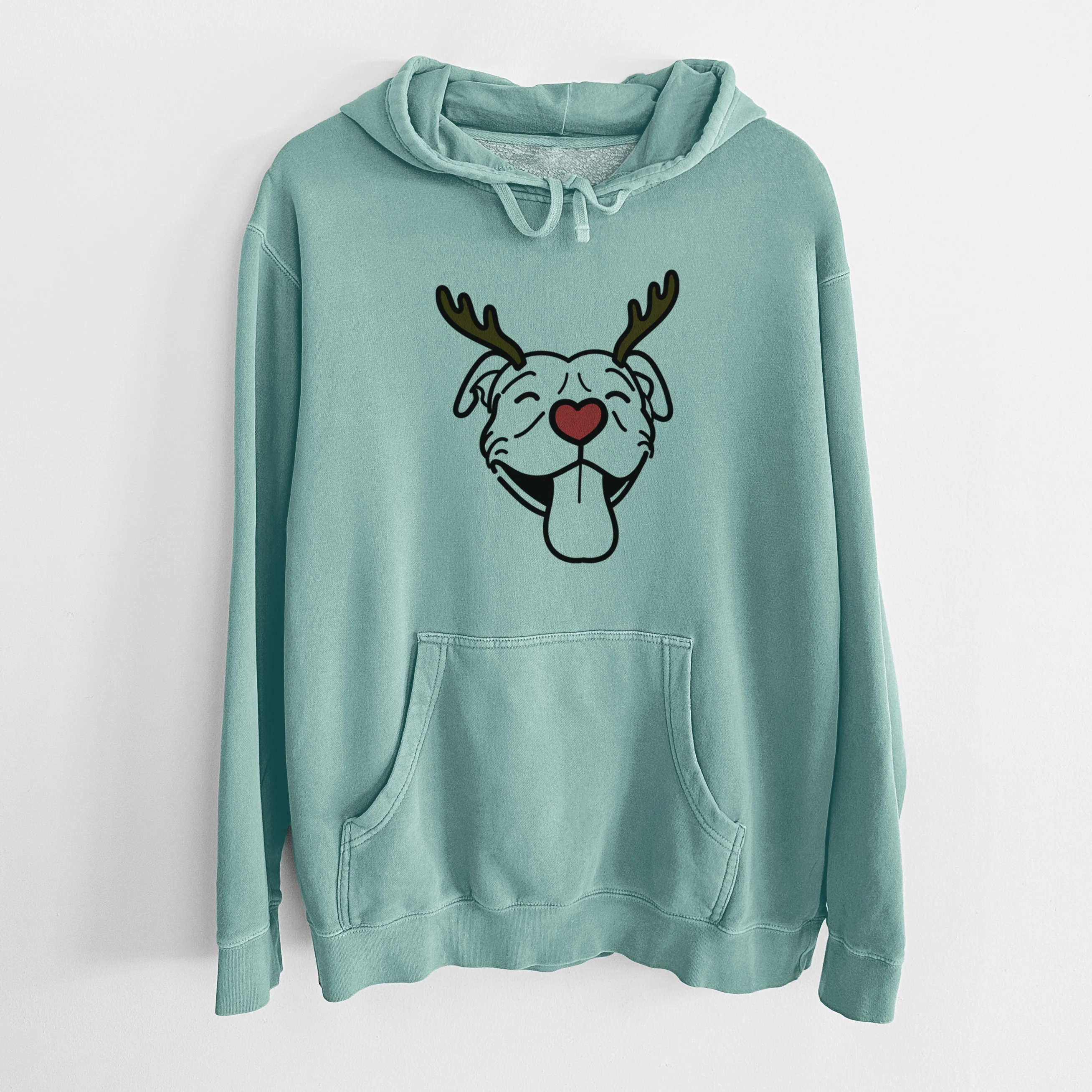 Red Nose Pitbull - Louie - Unisex Pigment Dyed Hoodie - Image 10