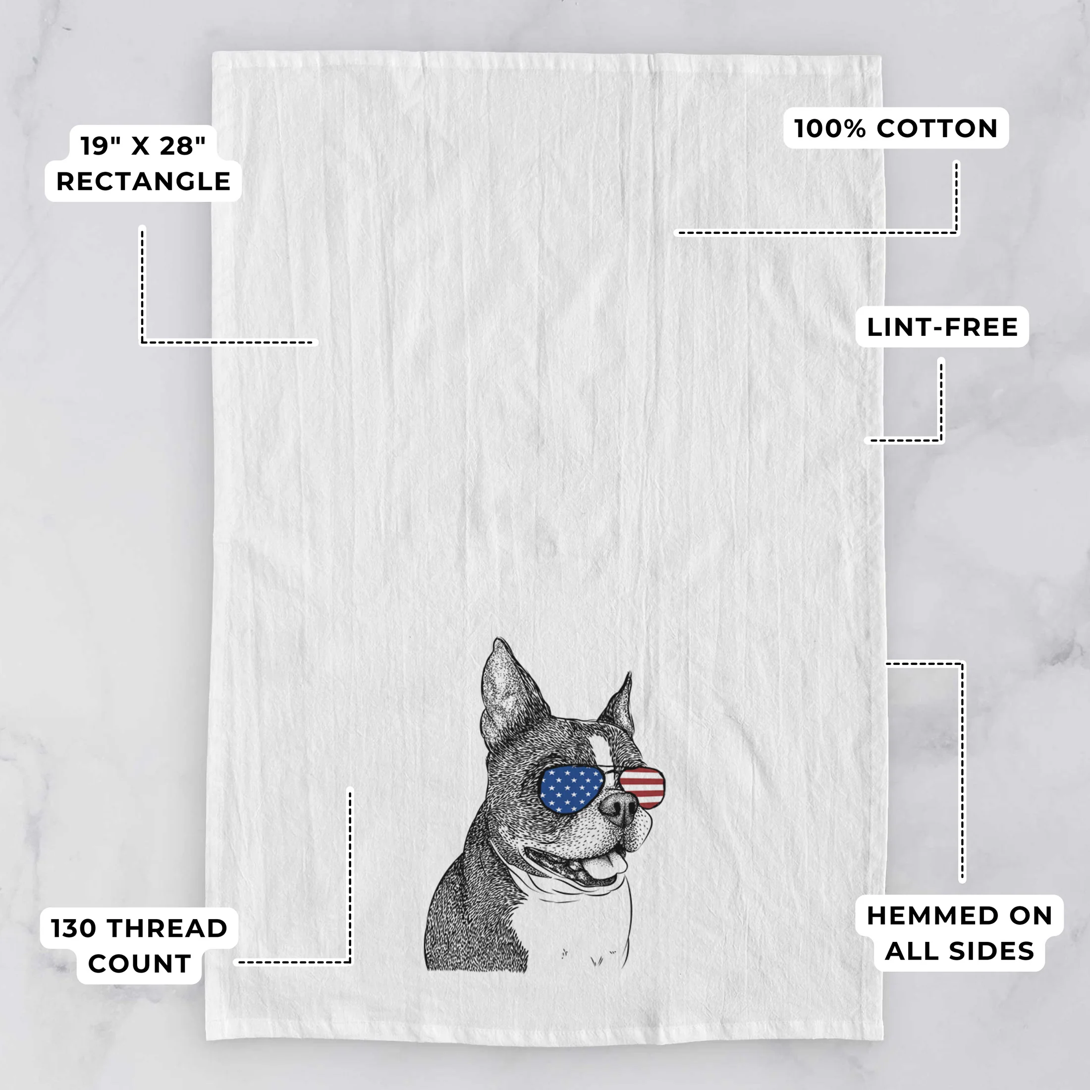 Ralphie the Boston Terrier Tea Towel - Image 3