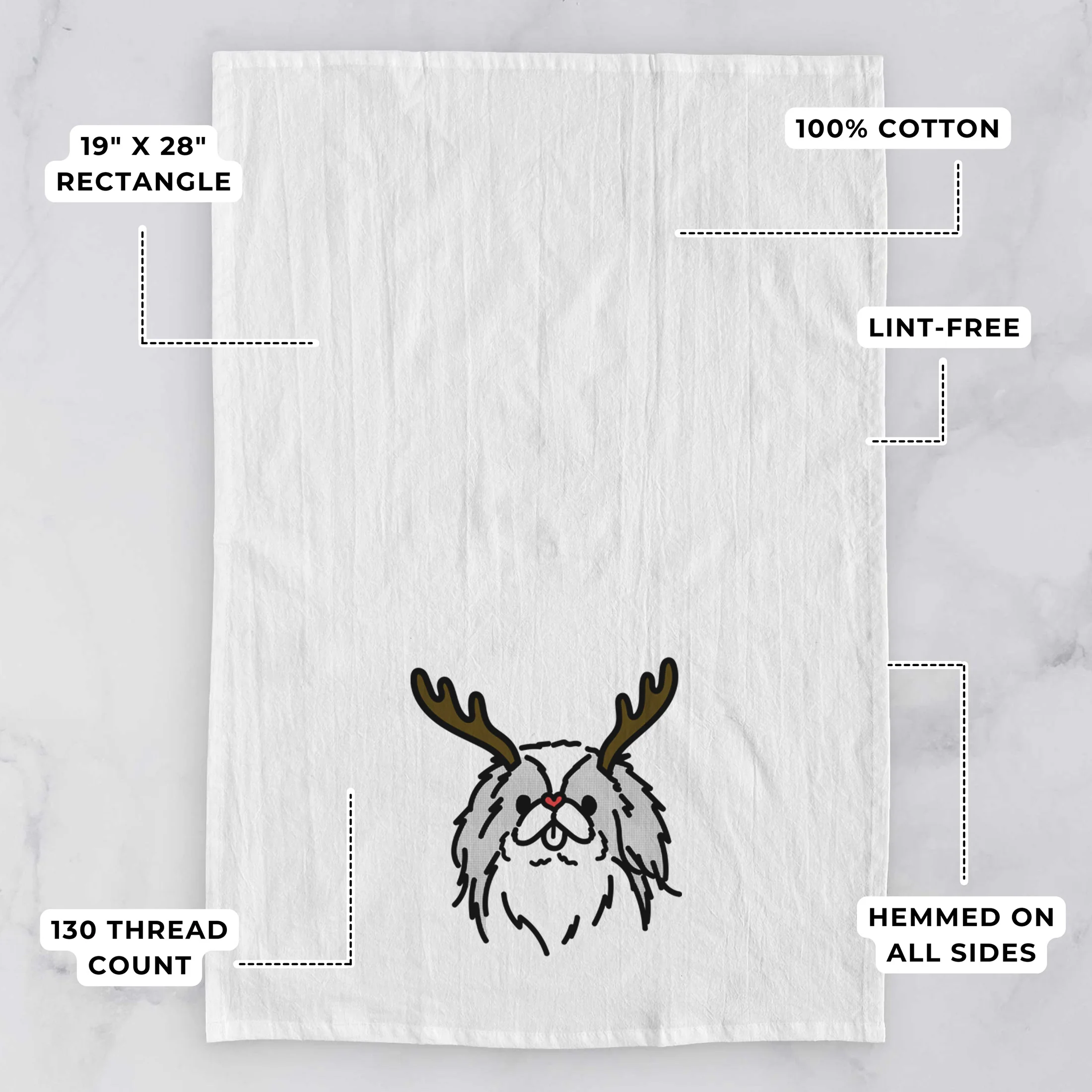 Red Nose Japanese Chin - Macha - Tea Towel - Image 3