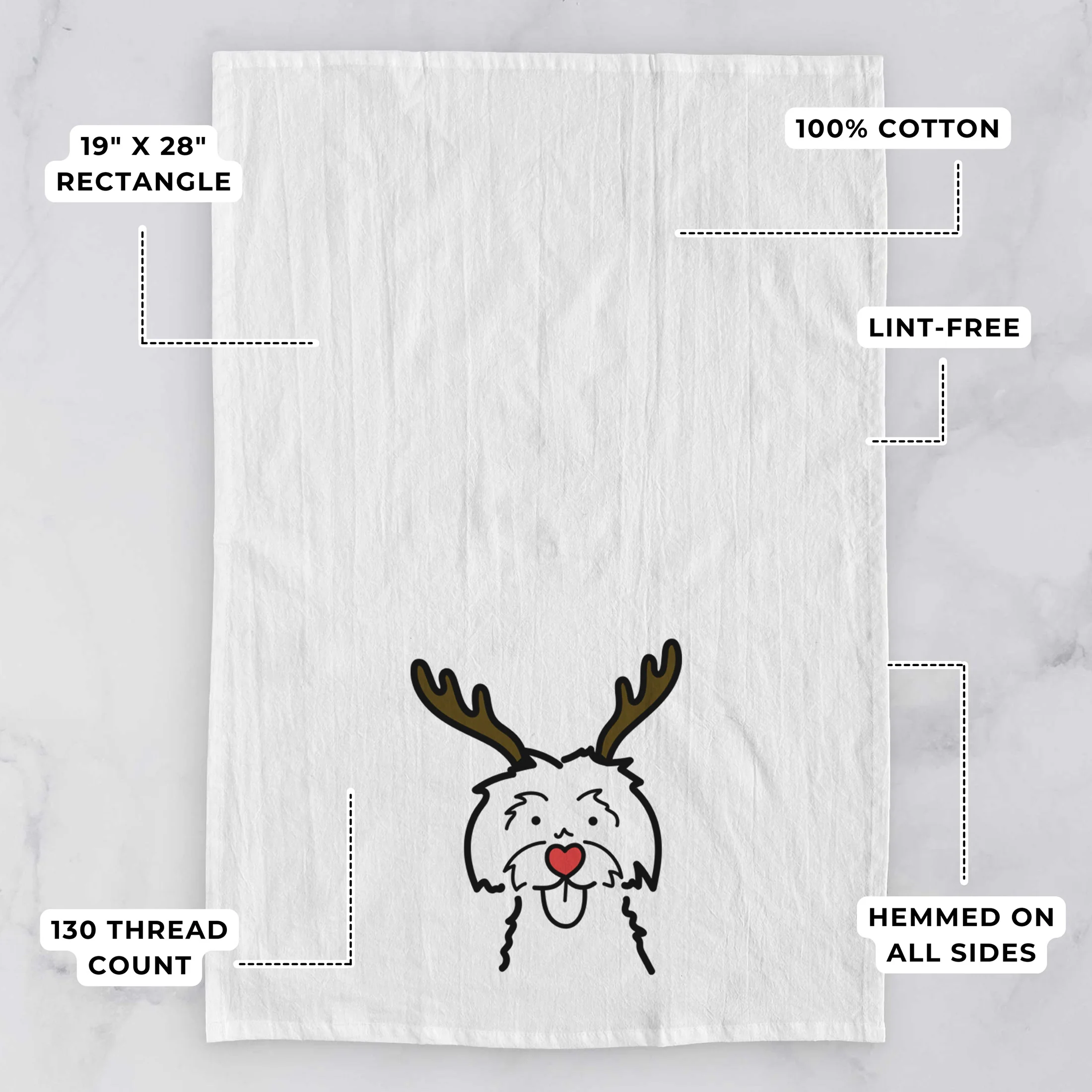 Red Nose Maltese - Tea Towel - Image 3