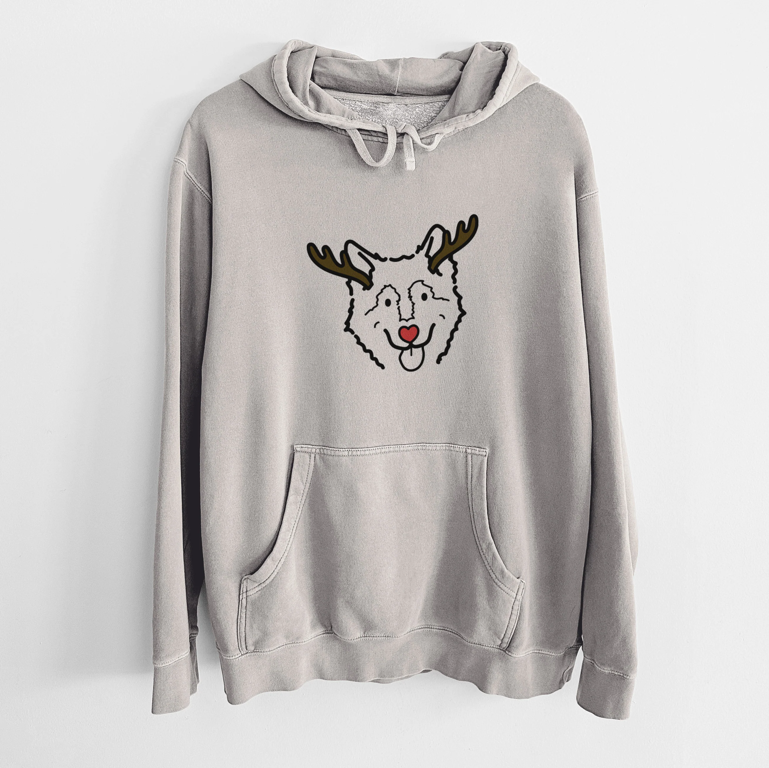 Red Nose Alaskan Malamute - Max - Unisex Pigment Dyed Hoodie - Image 5