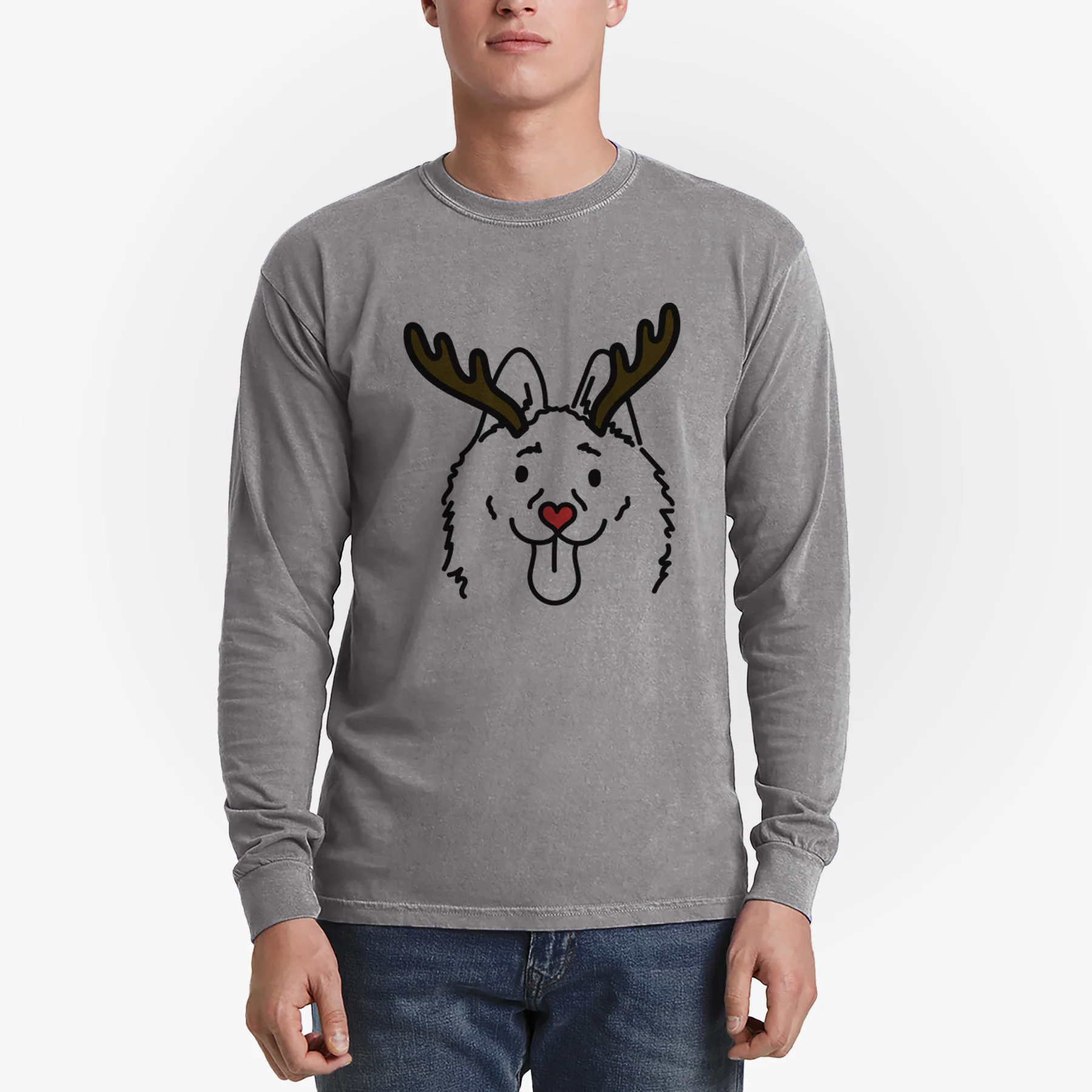 Red Nose Schipperke - Meeko - Heavyweight 100% Cotton Long Sleeve - Image 4