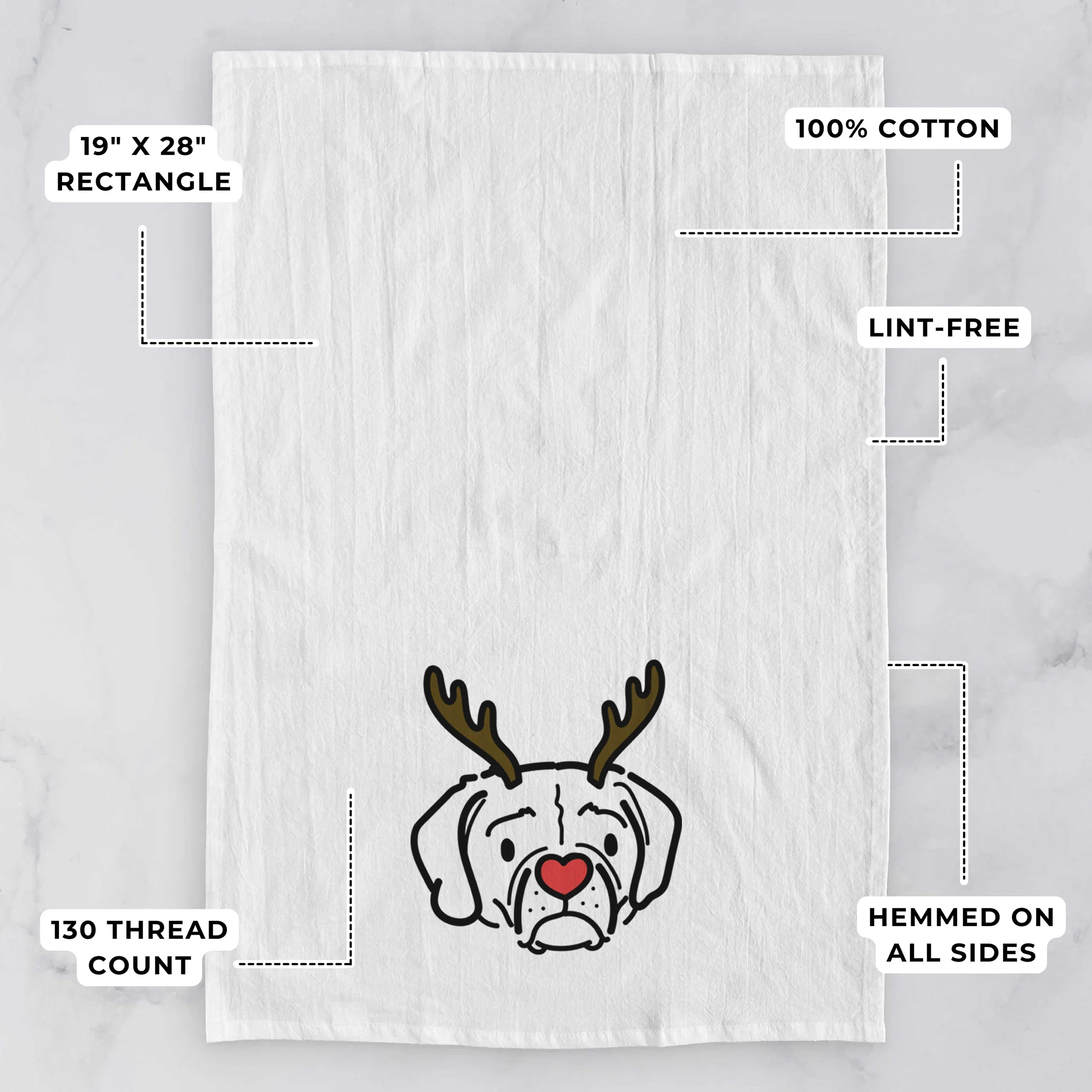 Red Nose Puggle - Mitzi - Tea Towel - Image 3