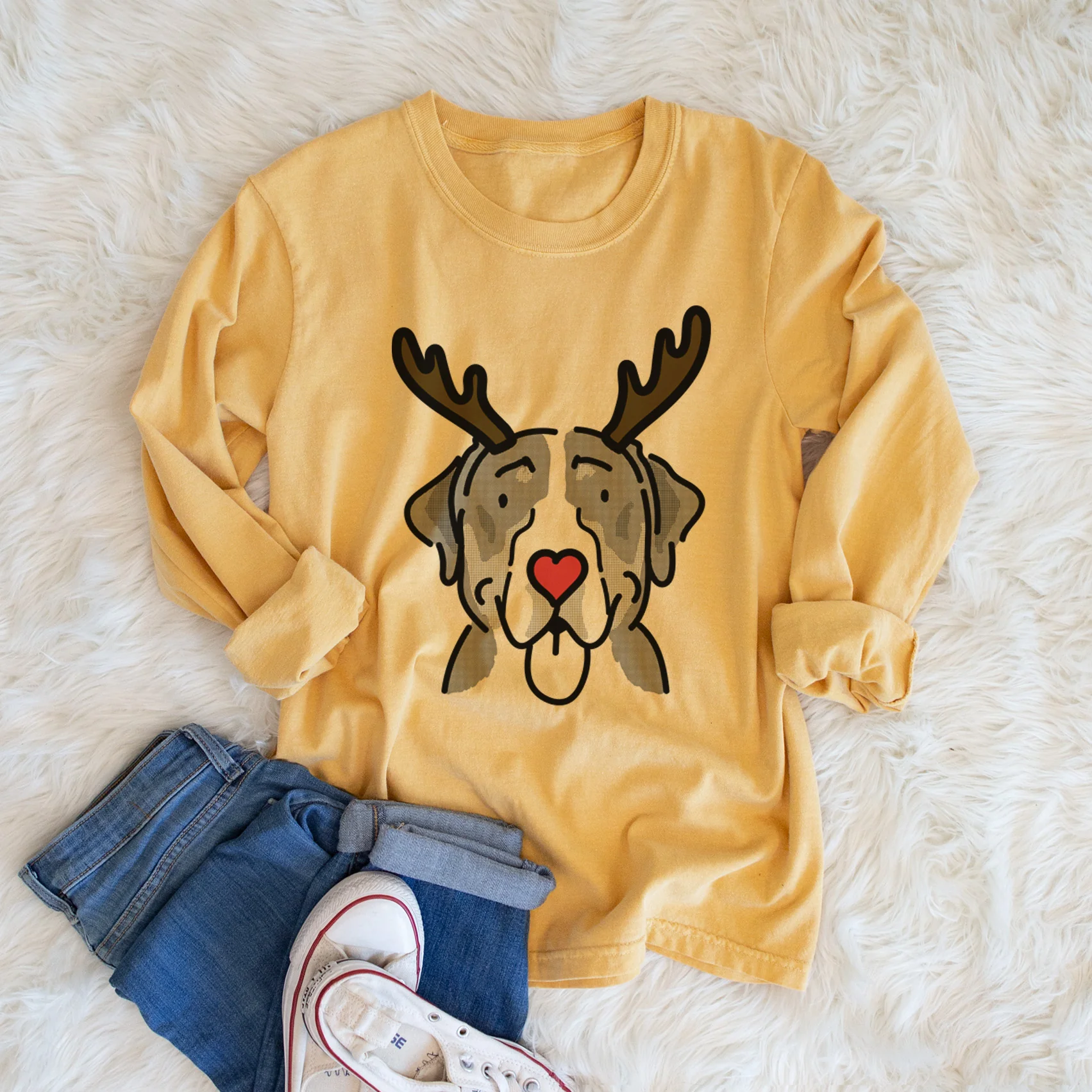 Red Nose Greater Swiss Mountain Dog - Moose - Heavyweight 100% Cotton Long Sleeve - Image 5