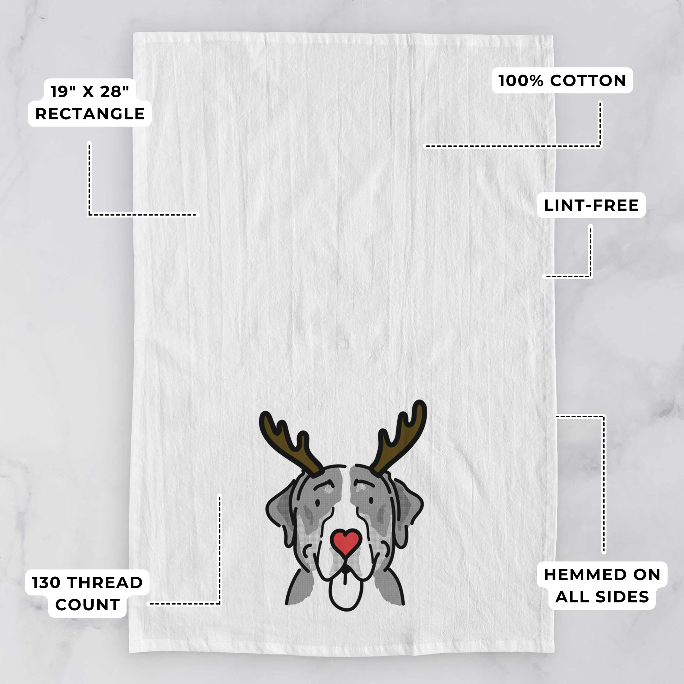 Red Nose Greater Swiss Mountain Dog - Moose - Tea Towel - Image 3
