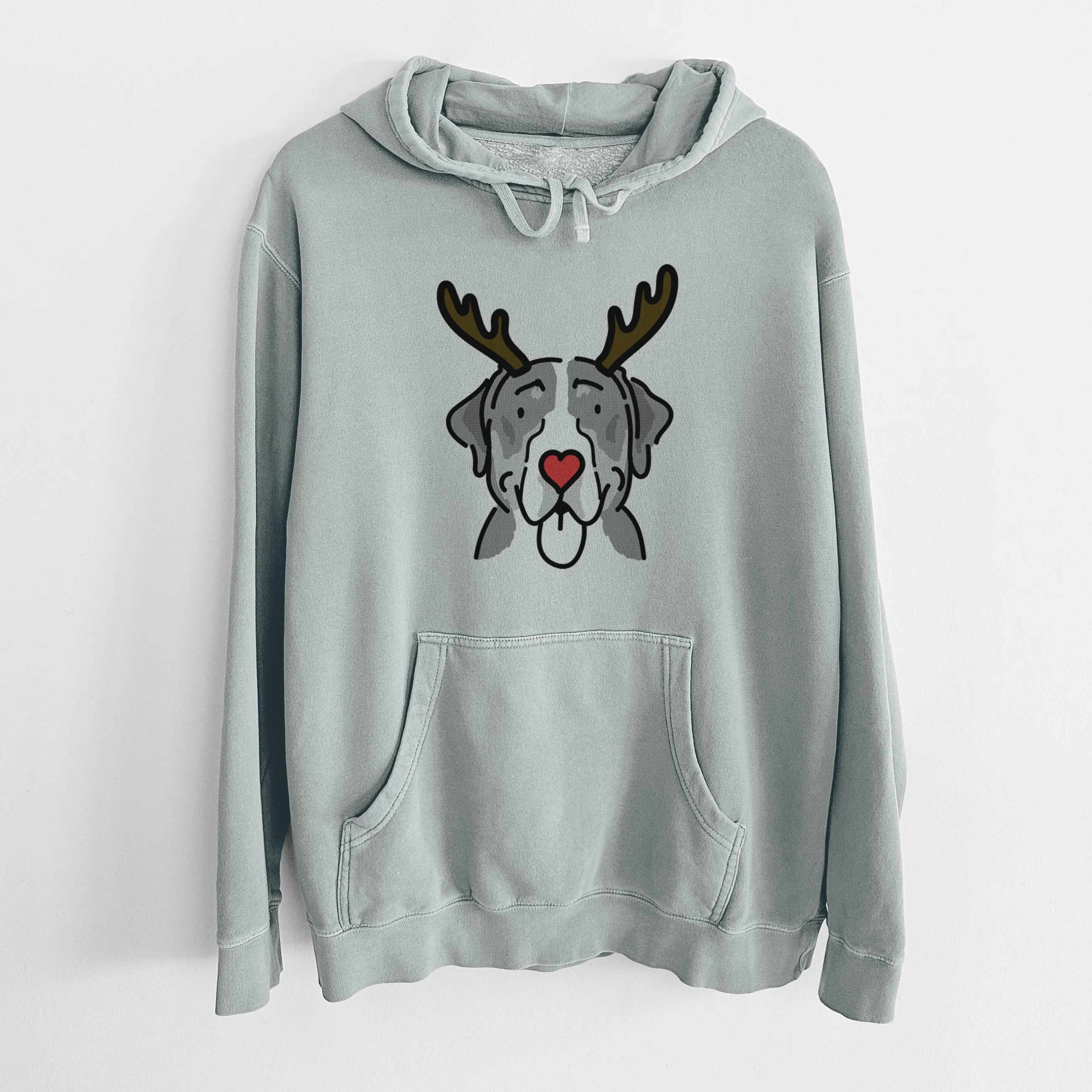 Red Nose Greater Swiss Mountain Dog - Moose - Unisex Pigment Dyed Hoodie - Image 7