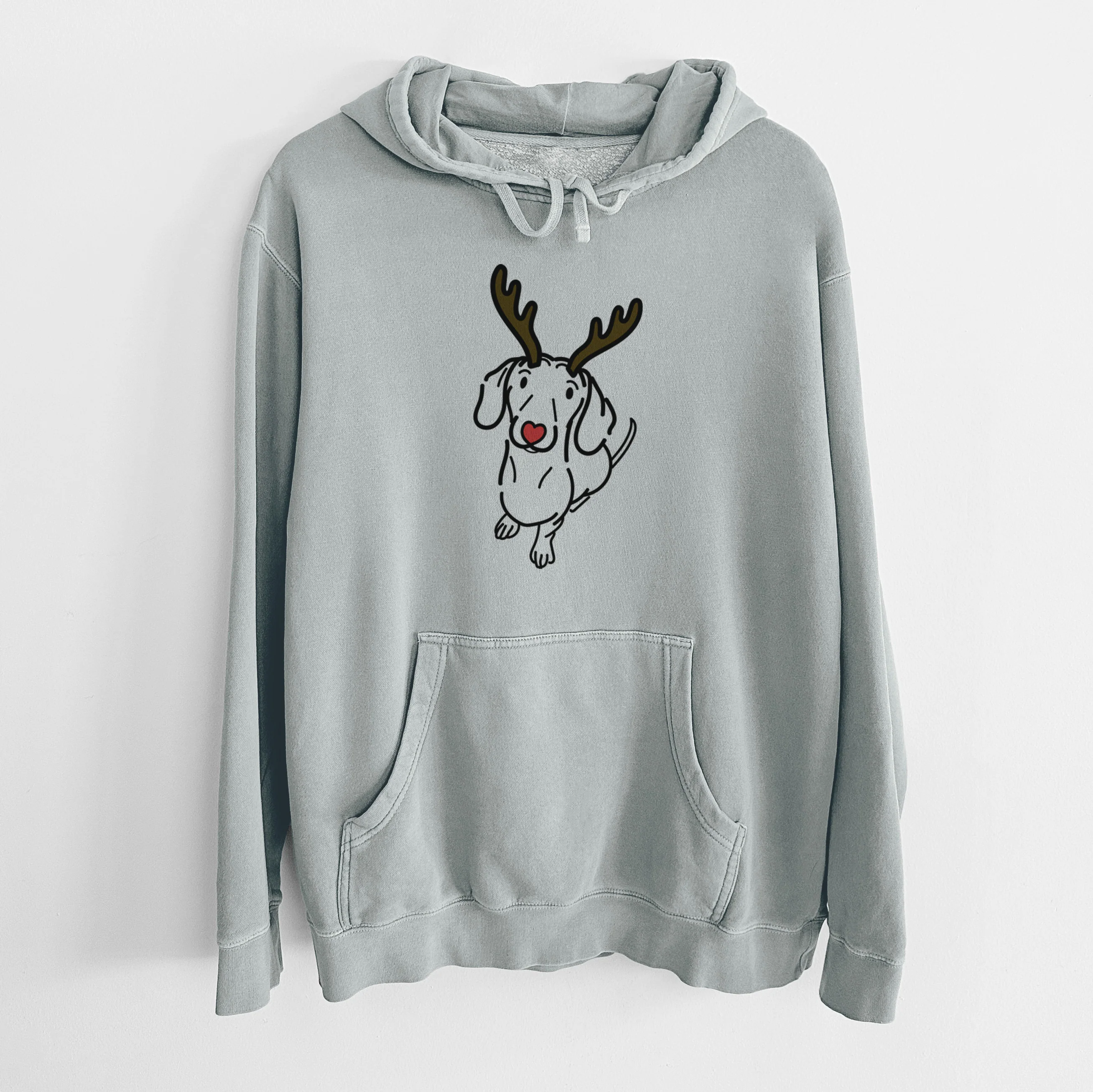 Red Nose Dachshund - Moxie - Unisex Pigment Dyed Hoodie - Image 7
