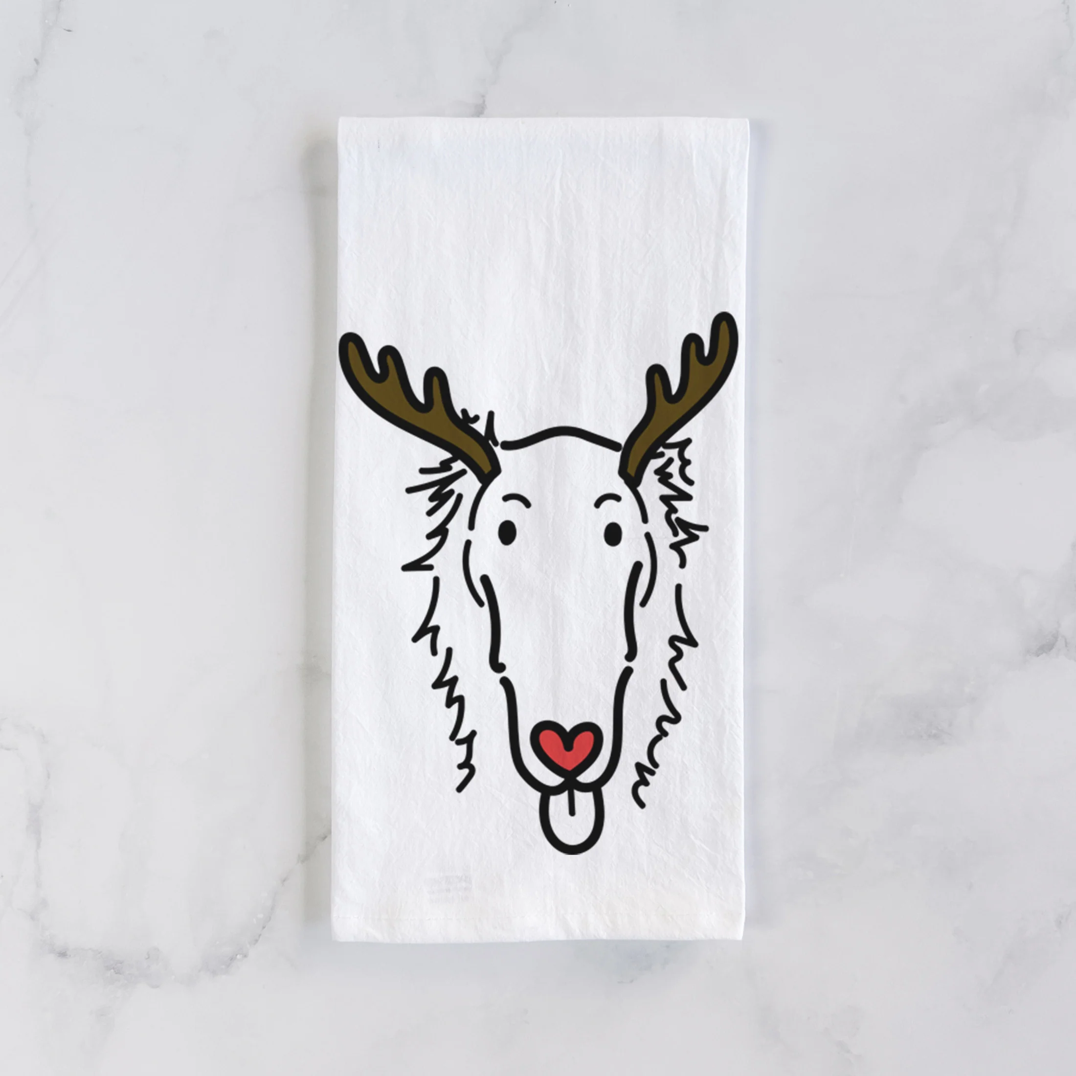 Red Nose Borzoi - Opal - Tea Towel - Image 2