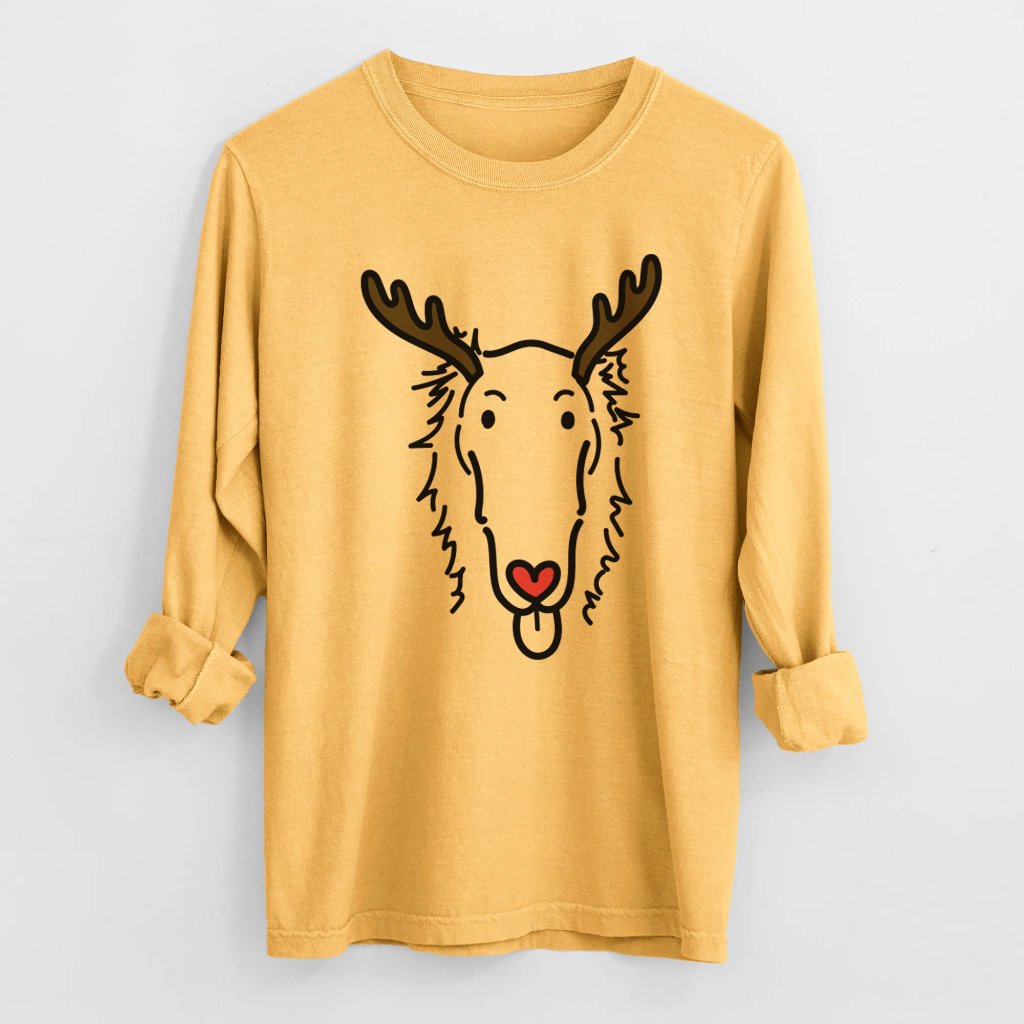 Red Nose Borzoi - Opal - Heavyweight 100% Cotton Long Sleeve - Image 2