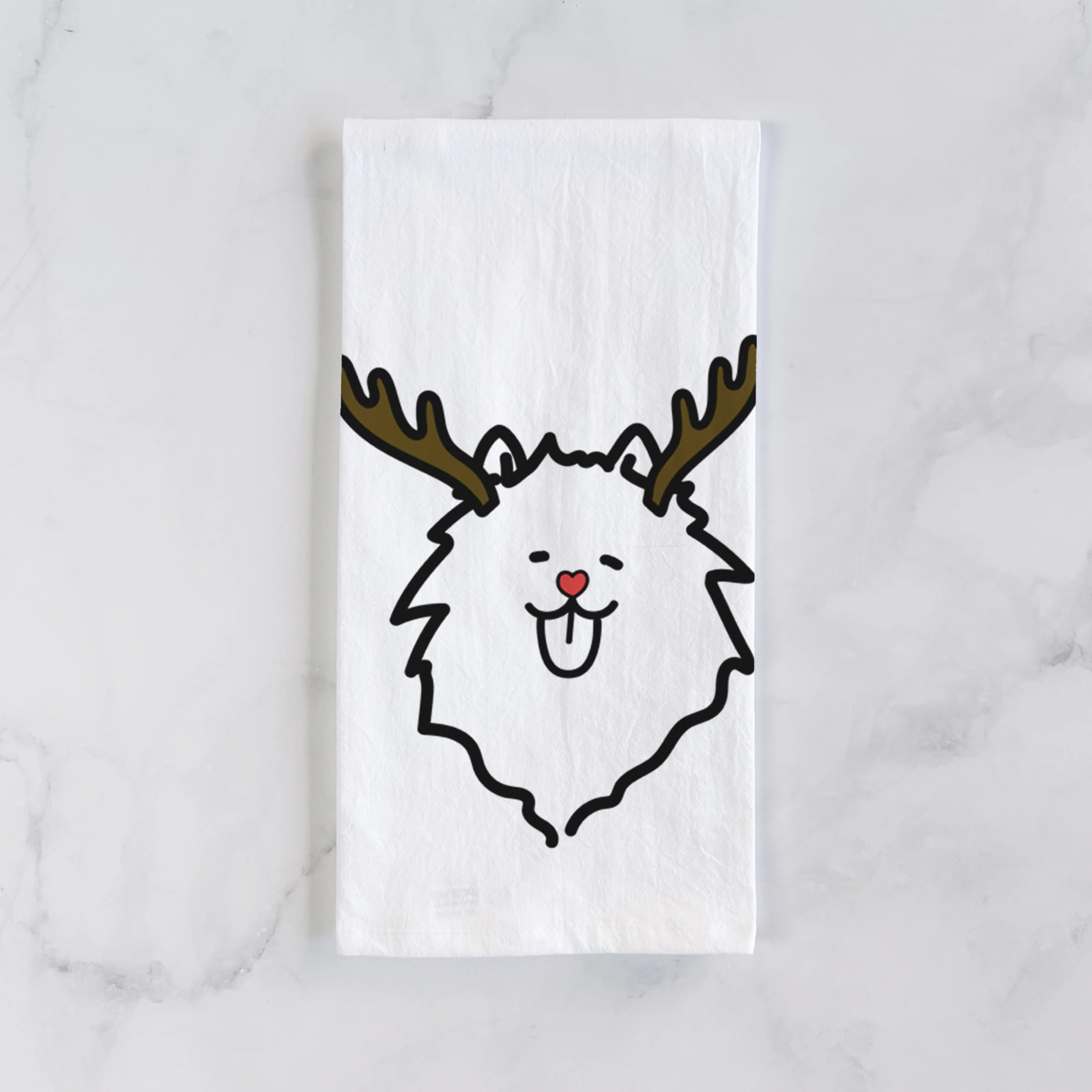 Red Nose Pomeranian - Tea Towel - Image 2