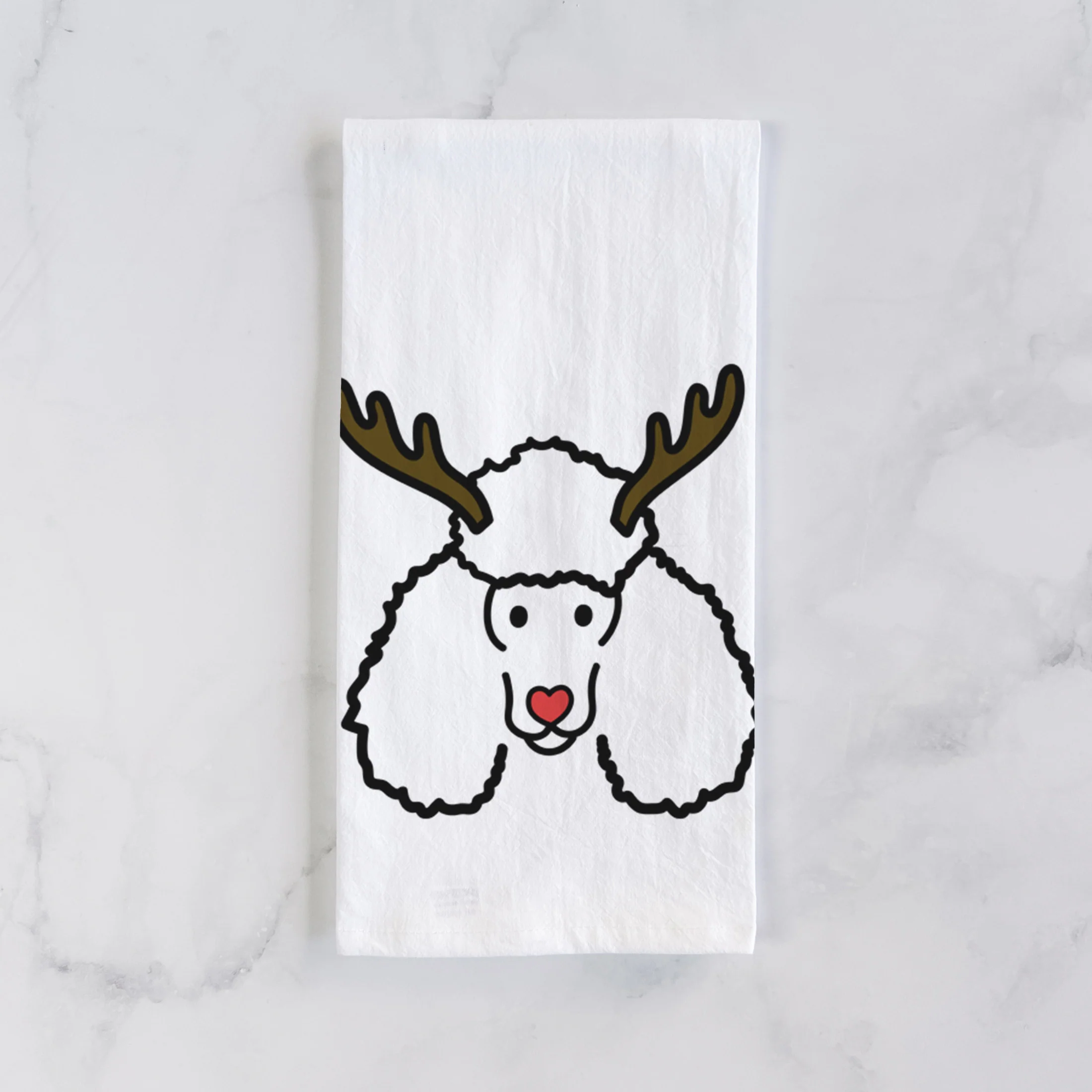Red Nose Poodle - Tea Towel - Image 2