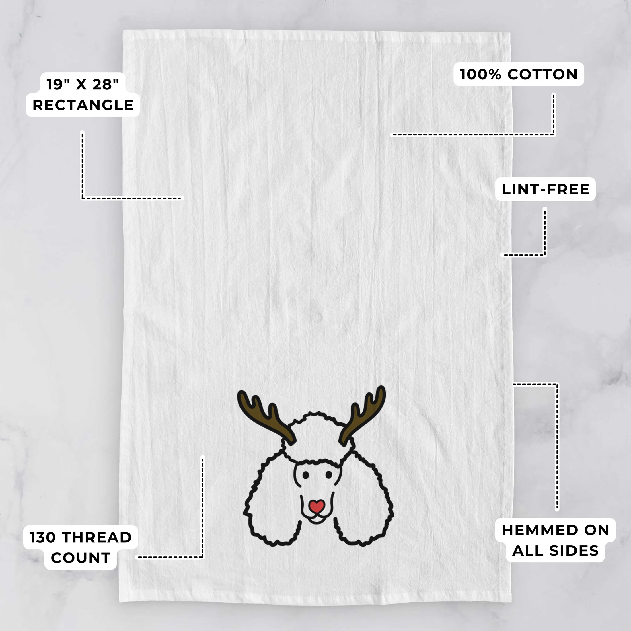 Red Nose Poodle - Tea Towel - Image 3