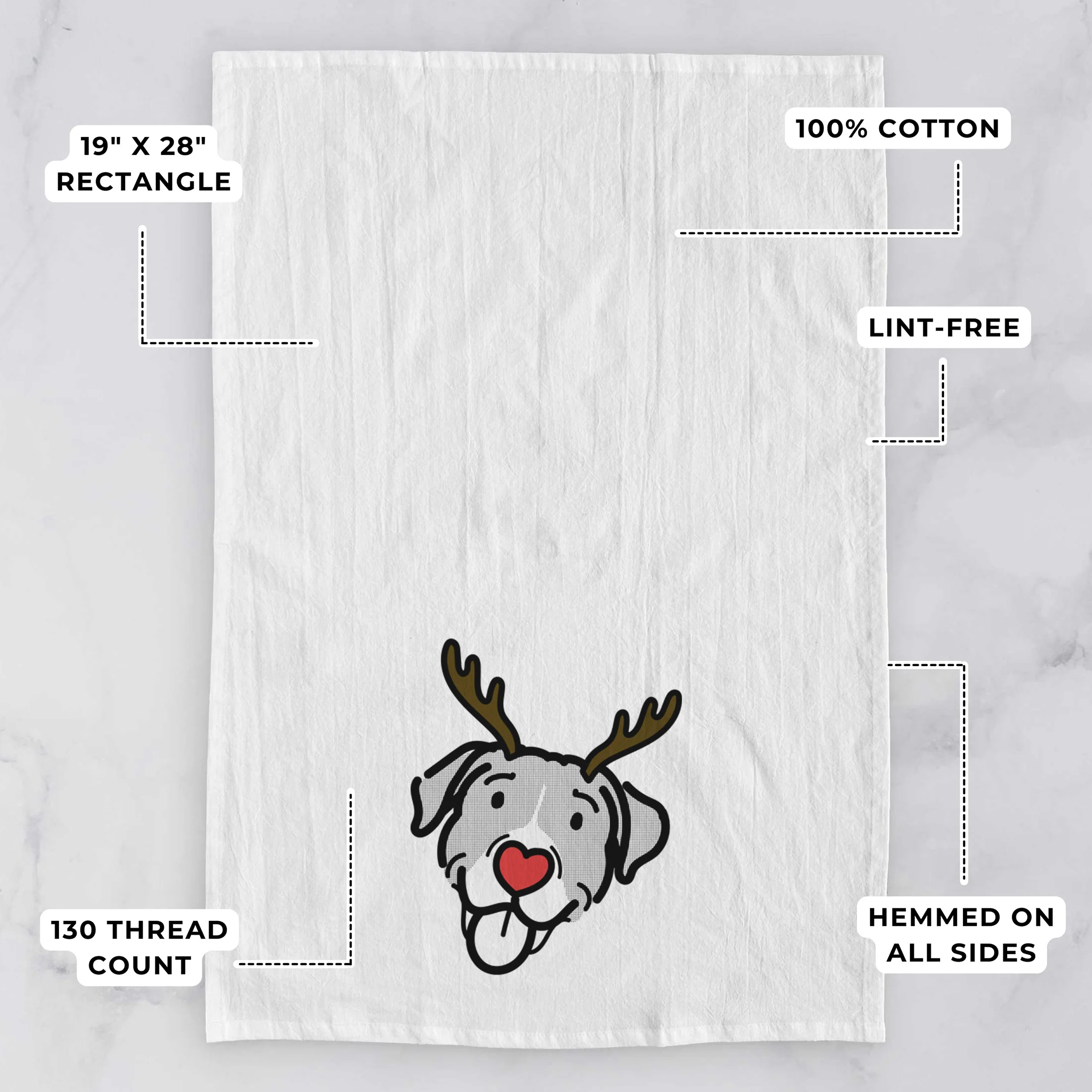 Red Nose Pitbull Mix - Shadow - Tea Towel - Image 3