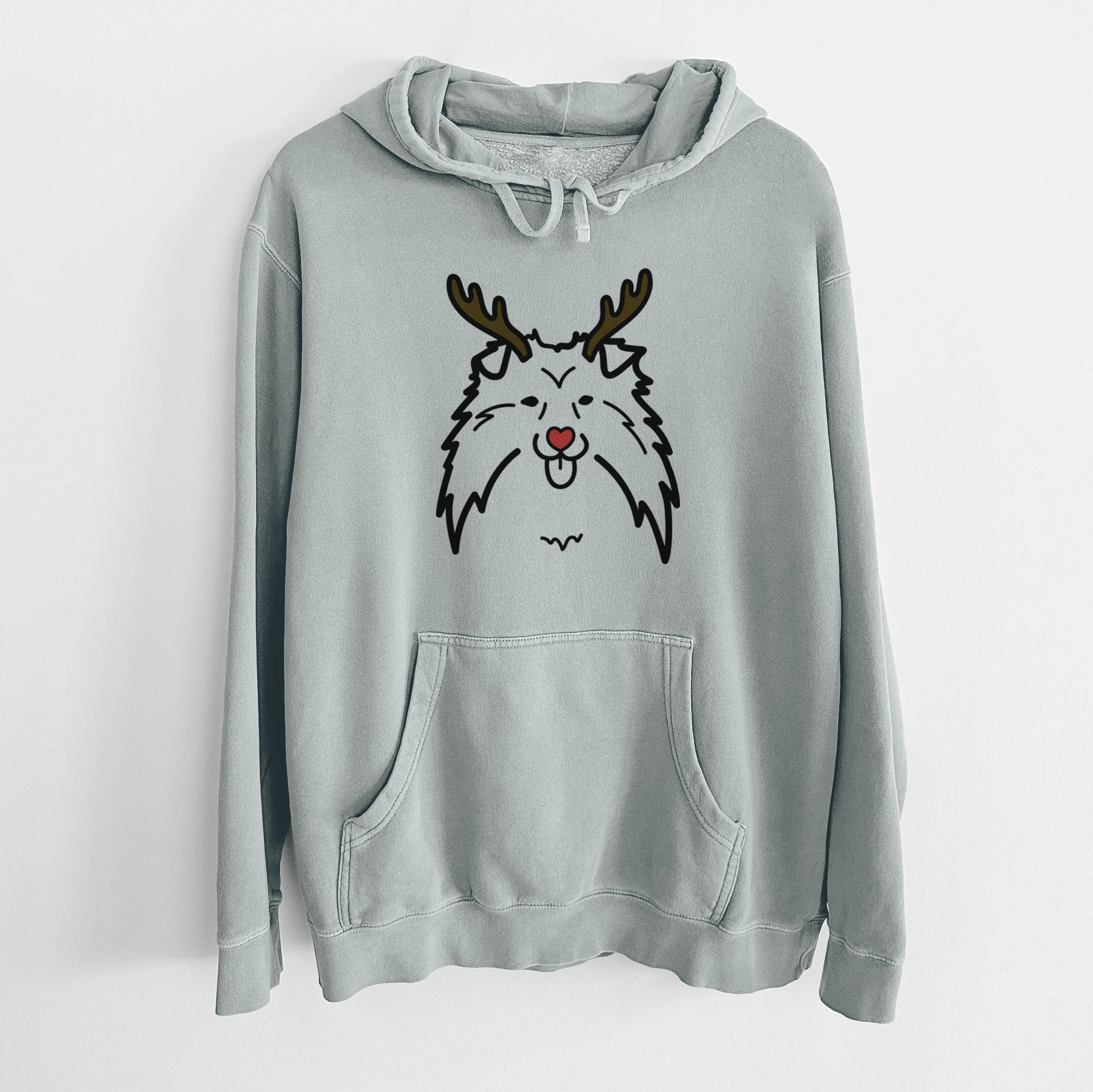 Red Nose Shetland Sheepdog - Unisex Pigment Dyed Hoodie - Image 7