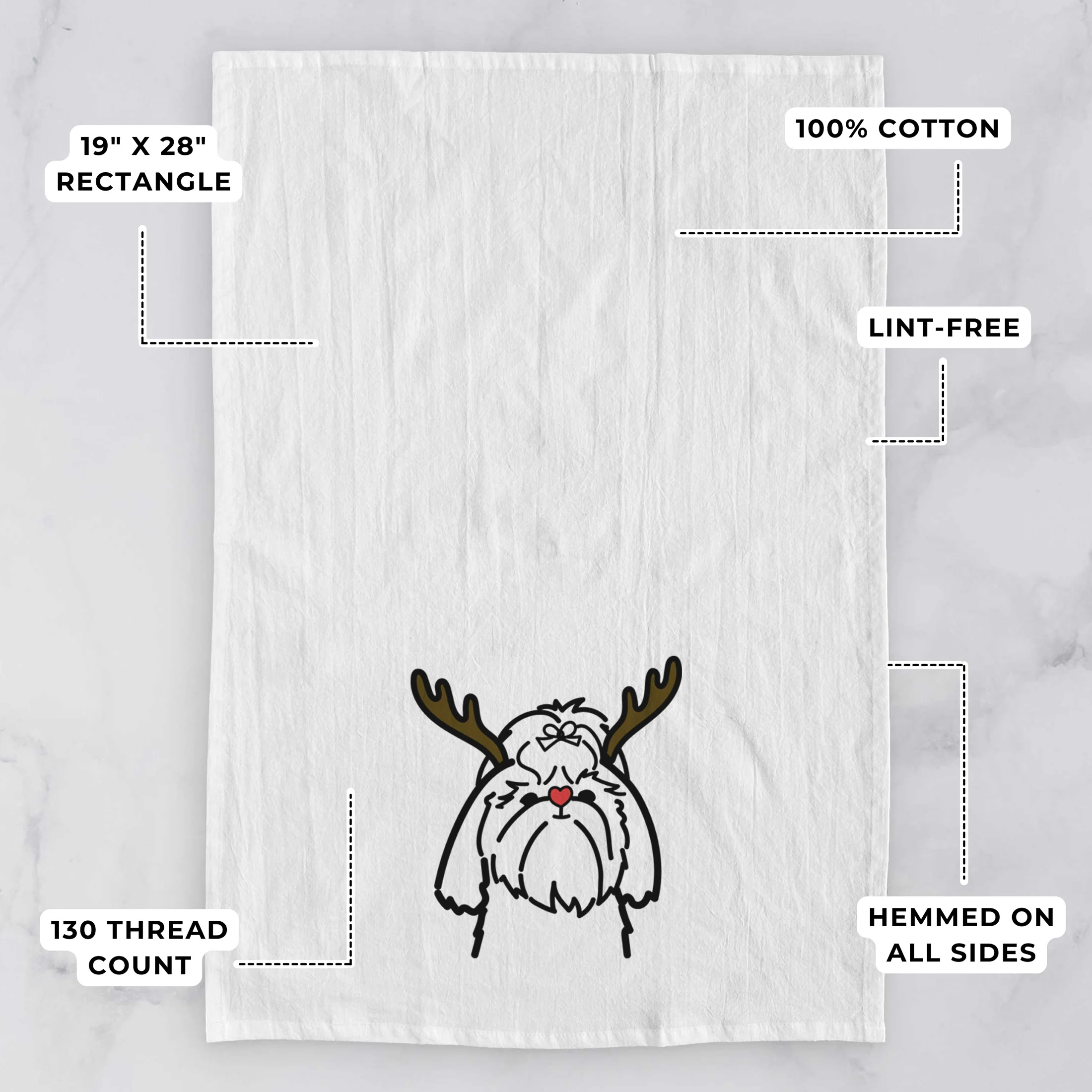 Red Nose Shih Tzu - Tea Towel - Image 3