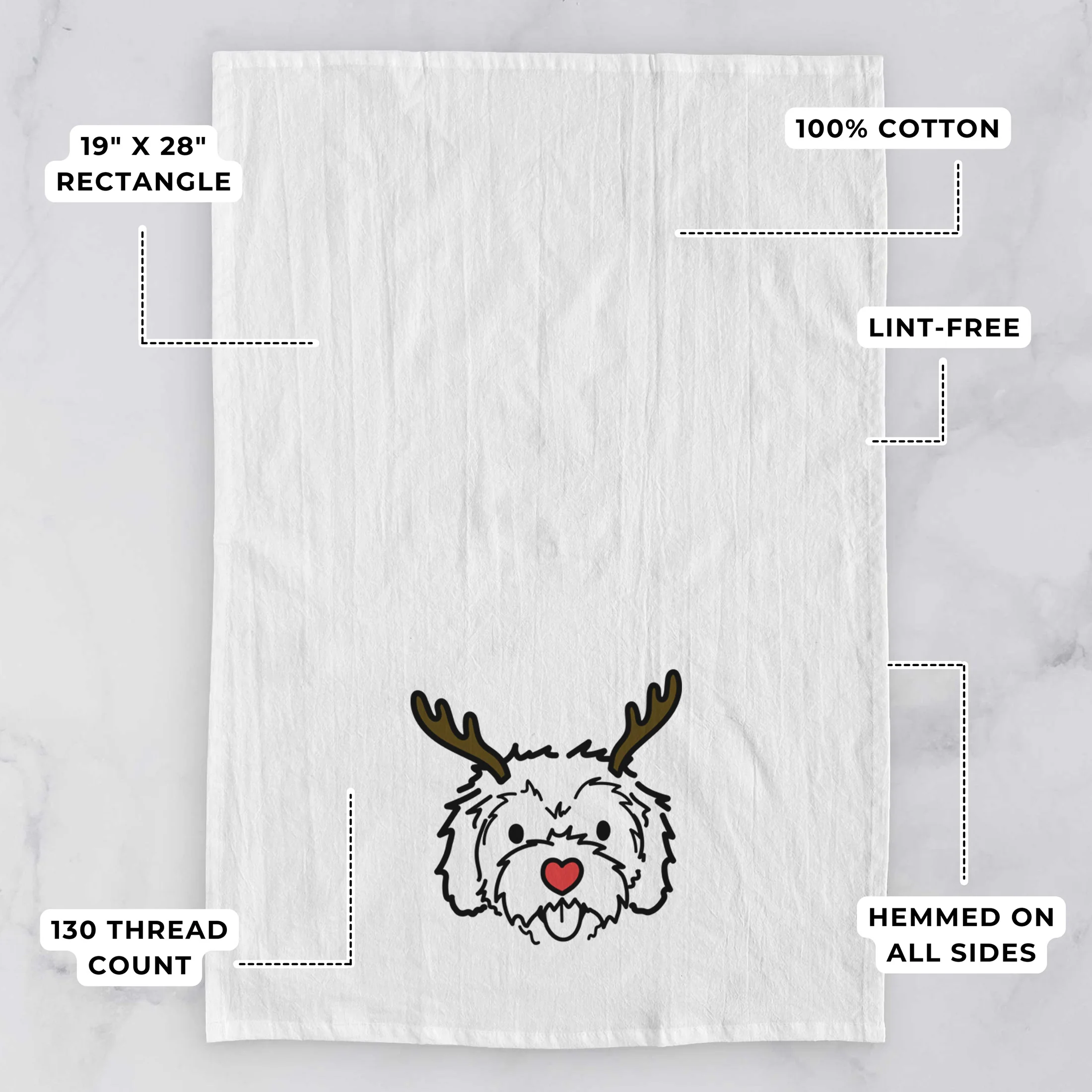 Red Nose Cockapoo - Sprinkles - Tea Towel - Image 3