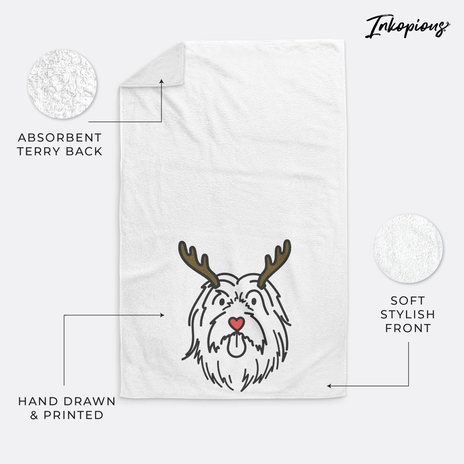 Red Nose Bearded Collie - Tucker - Decorative Hand Towel - Image 5
