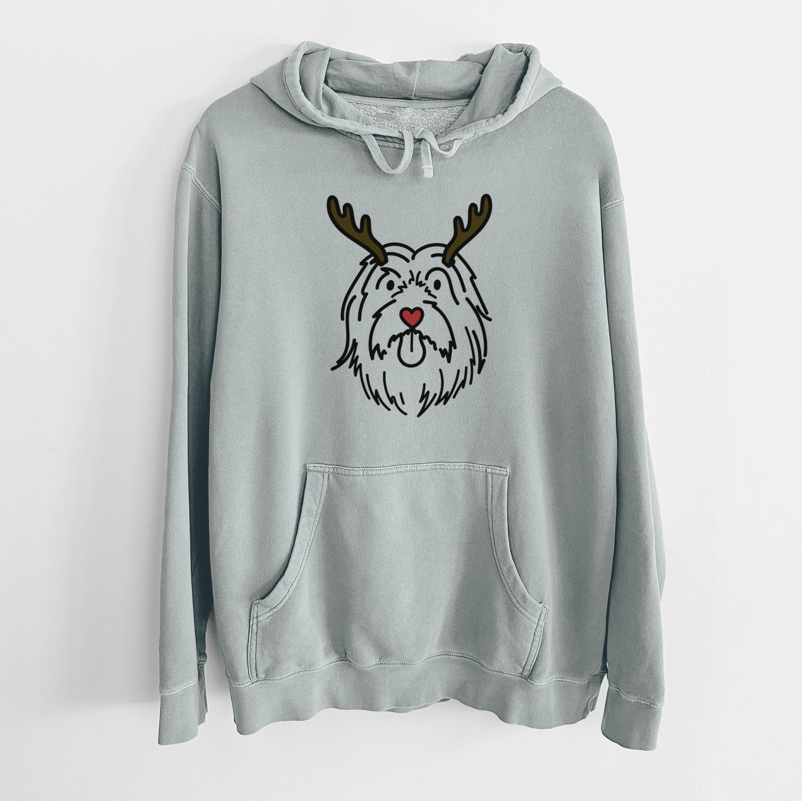 Red Nose Bearded Collie - Tucker - Unisex Pigment Dyed Hoodie - Image 7