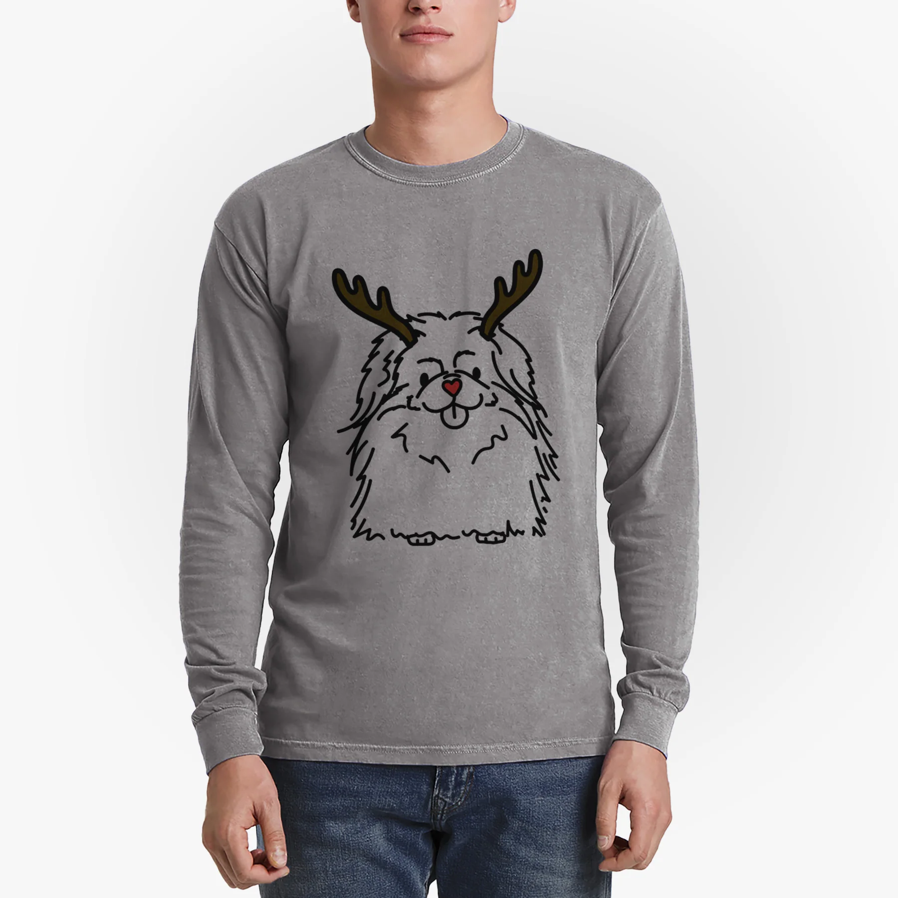 Red Nose Pekingese - Viv - Heavyweight 100% Cotton Long Sleeve - Image 4