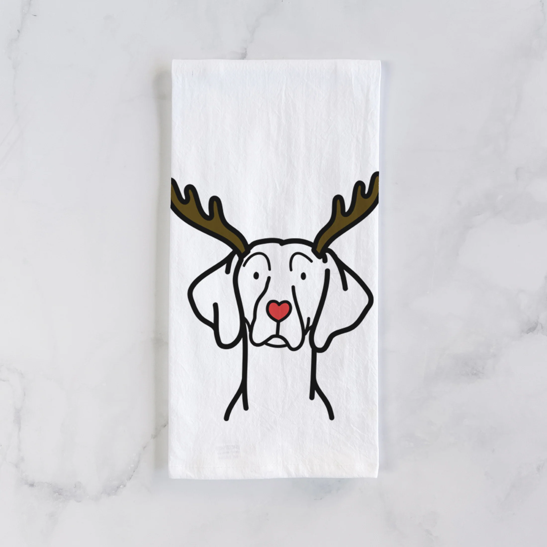 Red Nose Weimaraner - Tea Towel - Image 2