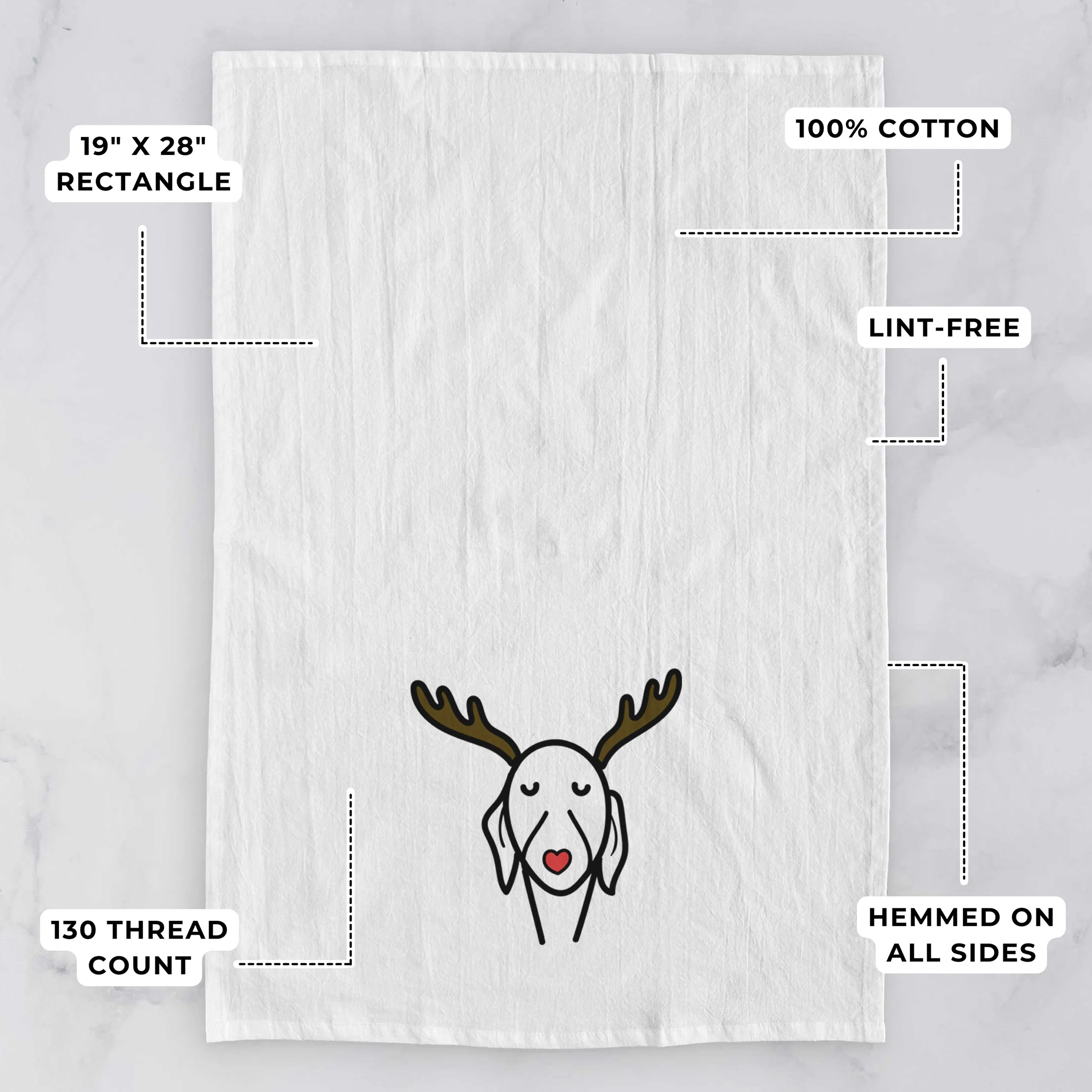 Red Nose Whippet - Tea Towel - Image 3