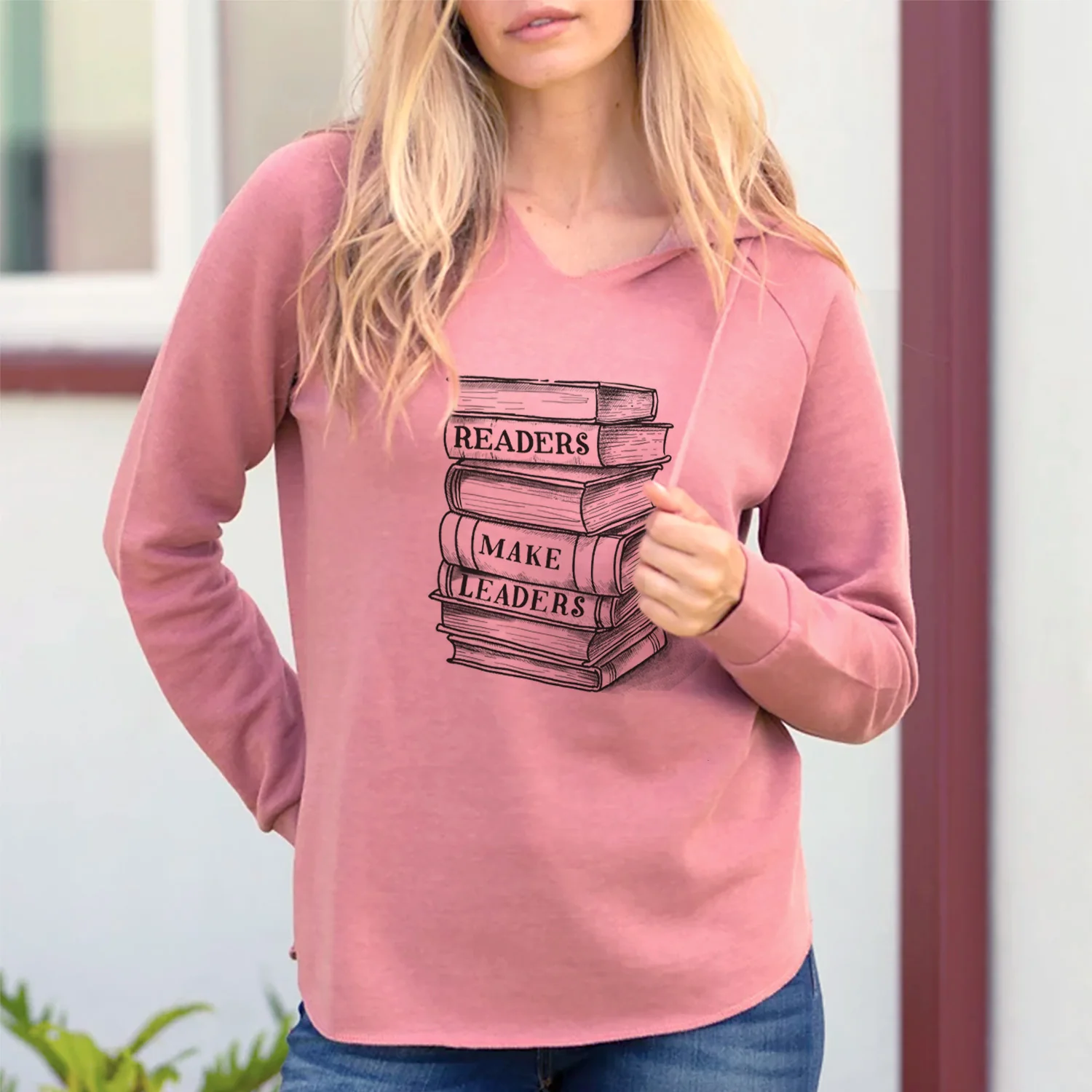 Readers Make Leaders Book Stack - Cali Wave Hooded Sweatshirt - Image 2