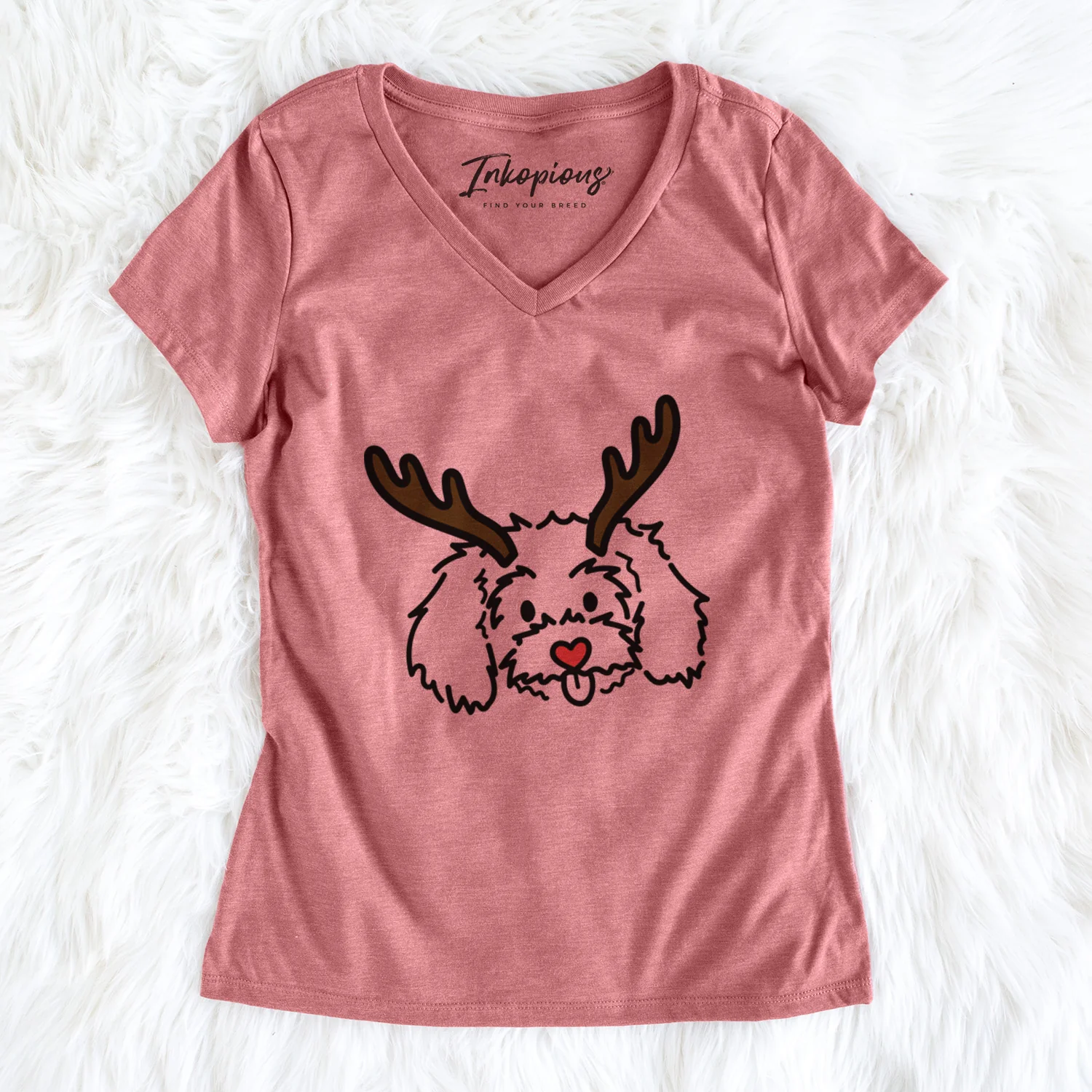 Red Nose Maltipoo - Holly - Women's Perfect V-neck Shirt - Image 3