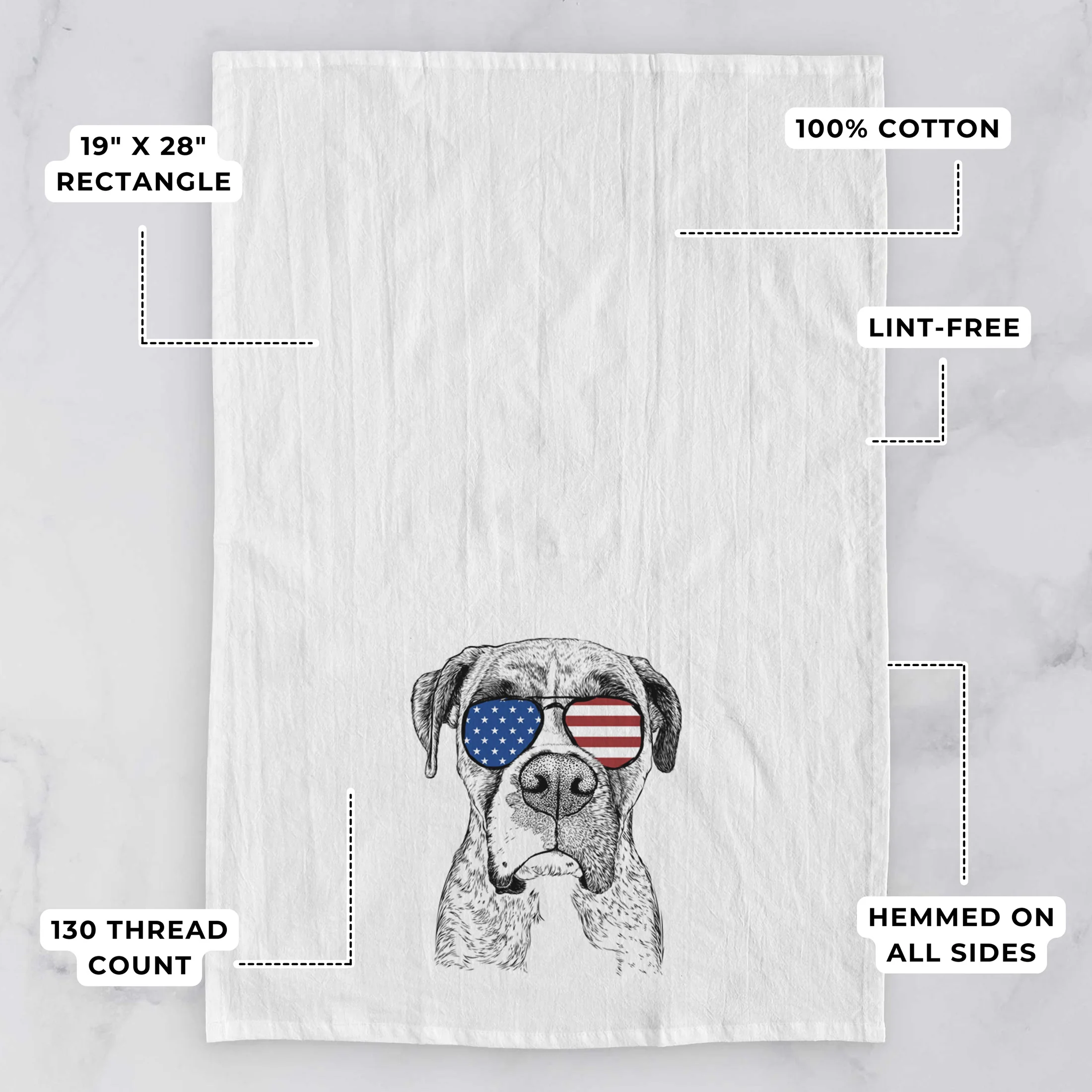 Rowdy Rex the Boxer Tea Towel - Image 2