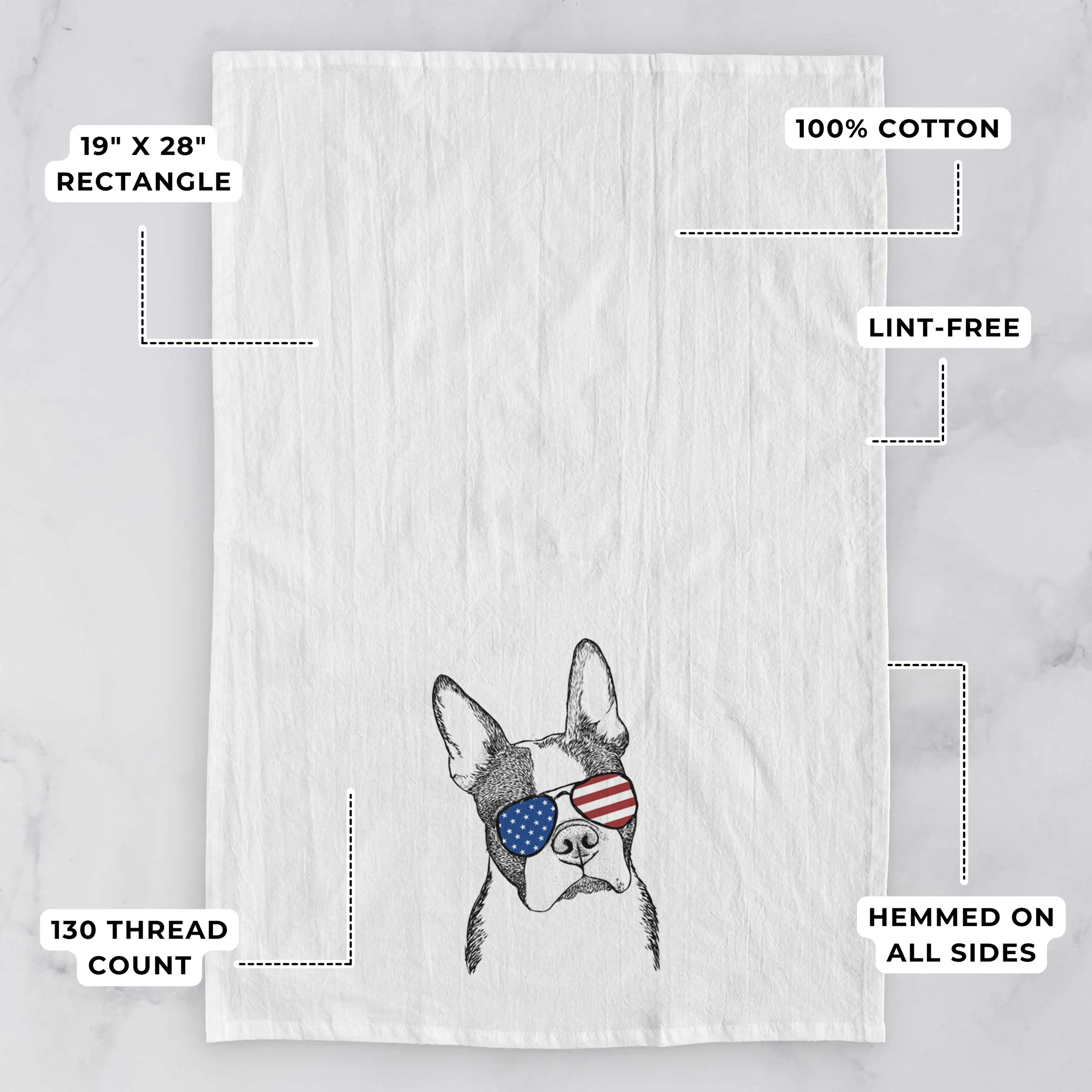 Samuel the Boston Terrier Tea Towel - Image 3
