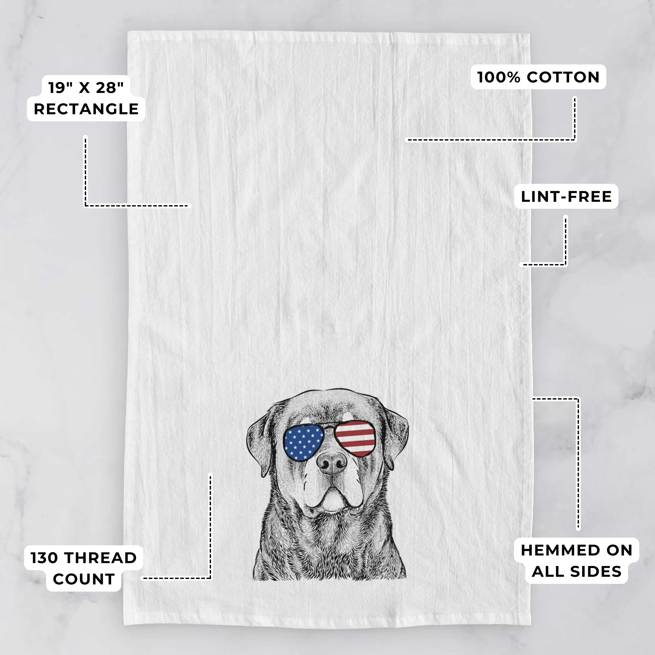 Sarge the Rottweiler Tea Towel - Image 3