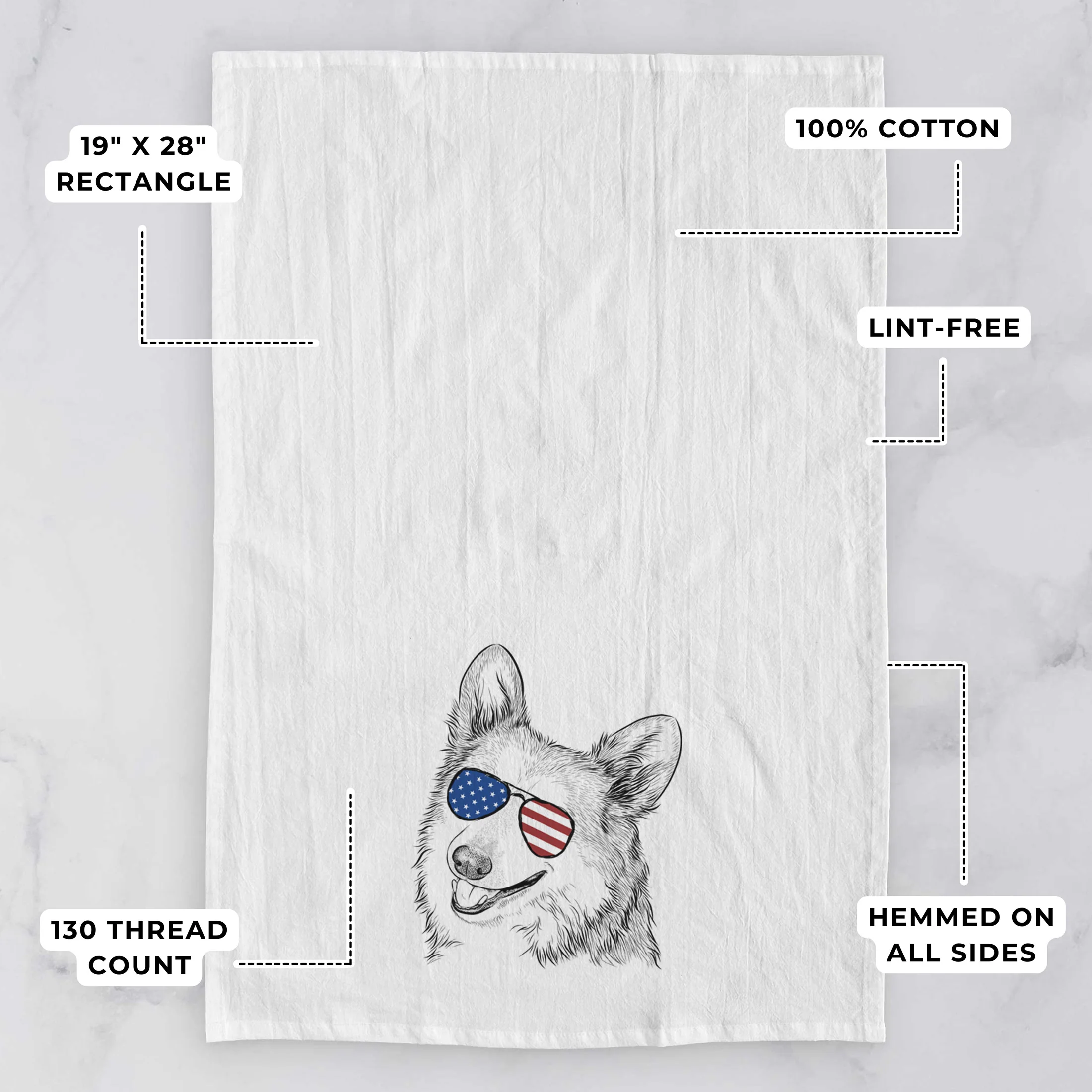 Scout the Pembroke Welsh Corgi Tea Towel - Image 3