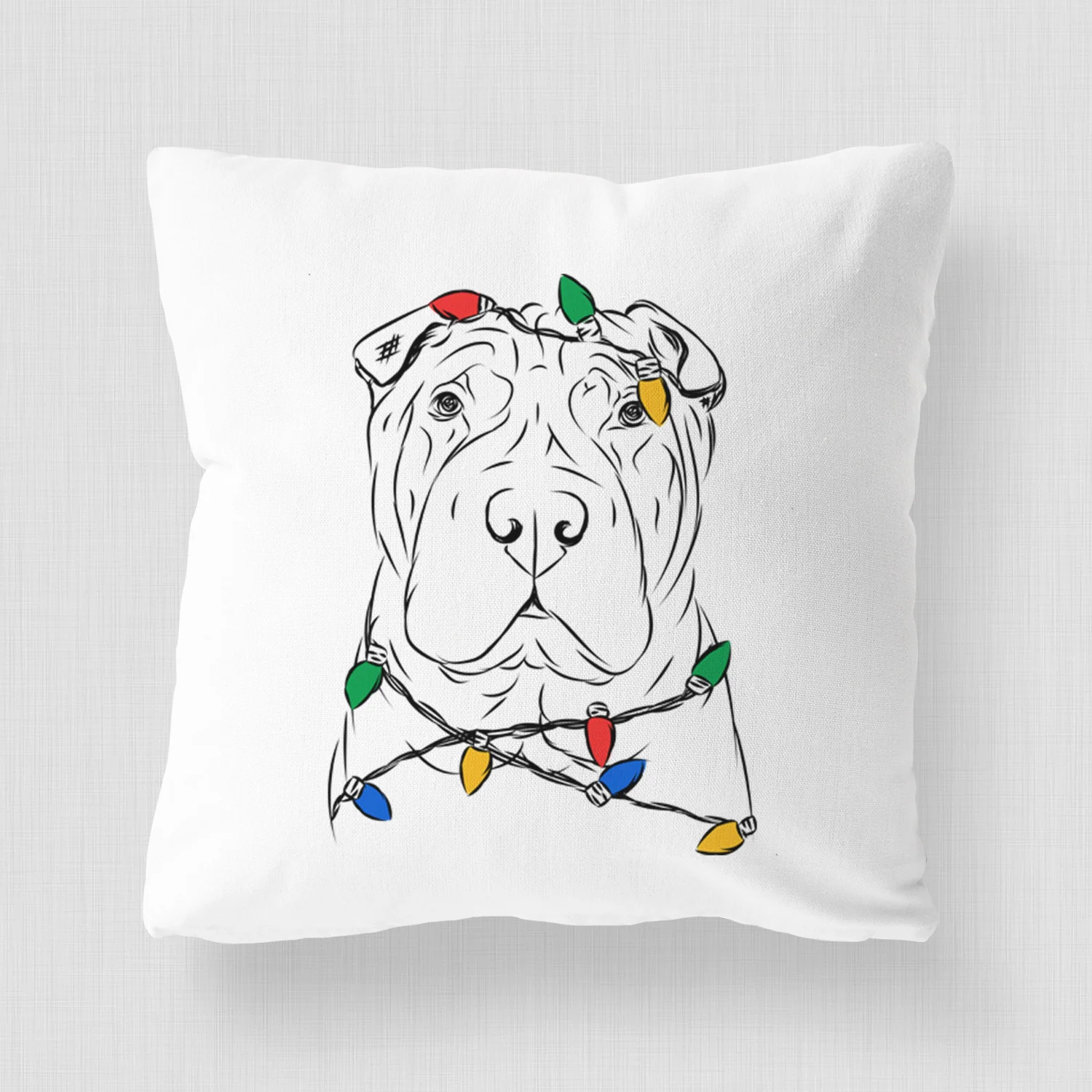 Sharpy the Shar Pei - Throw Pillow Cover - Image 4