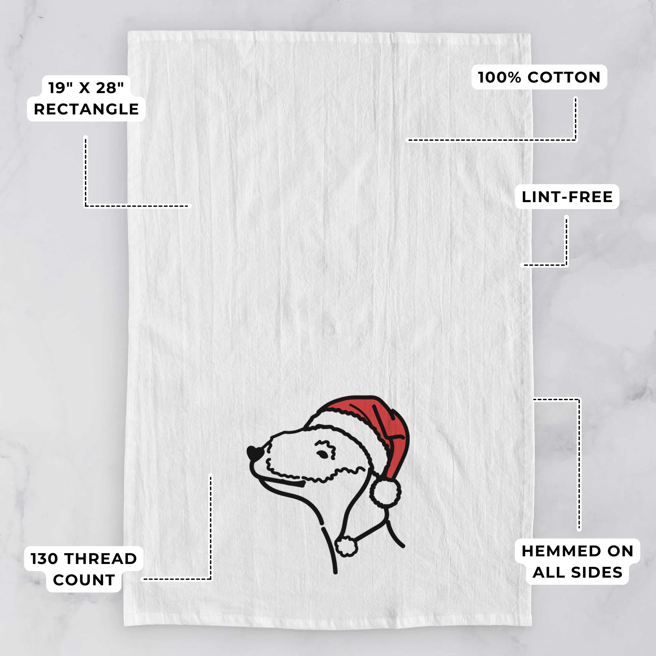 Jolly Bedlington Terrier - Tea Towel - Image 3