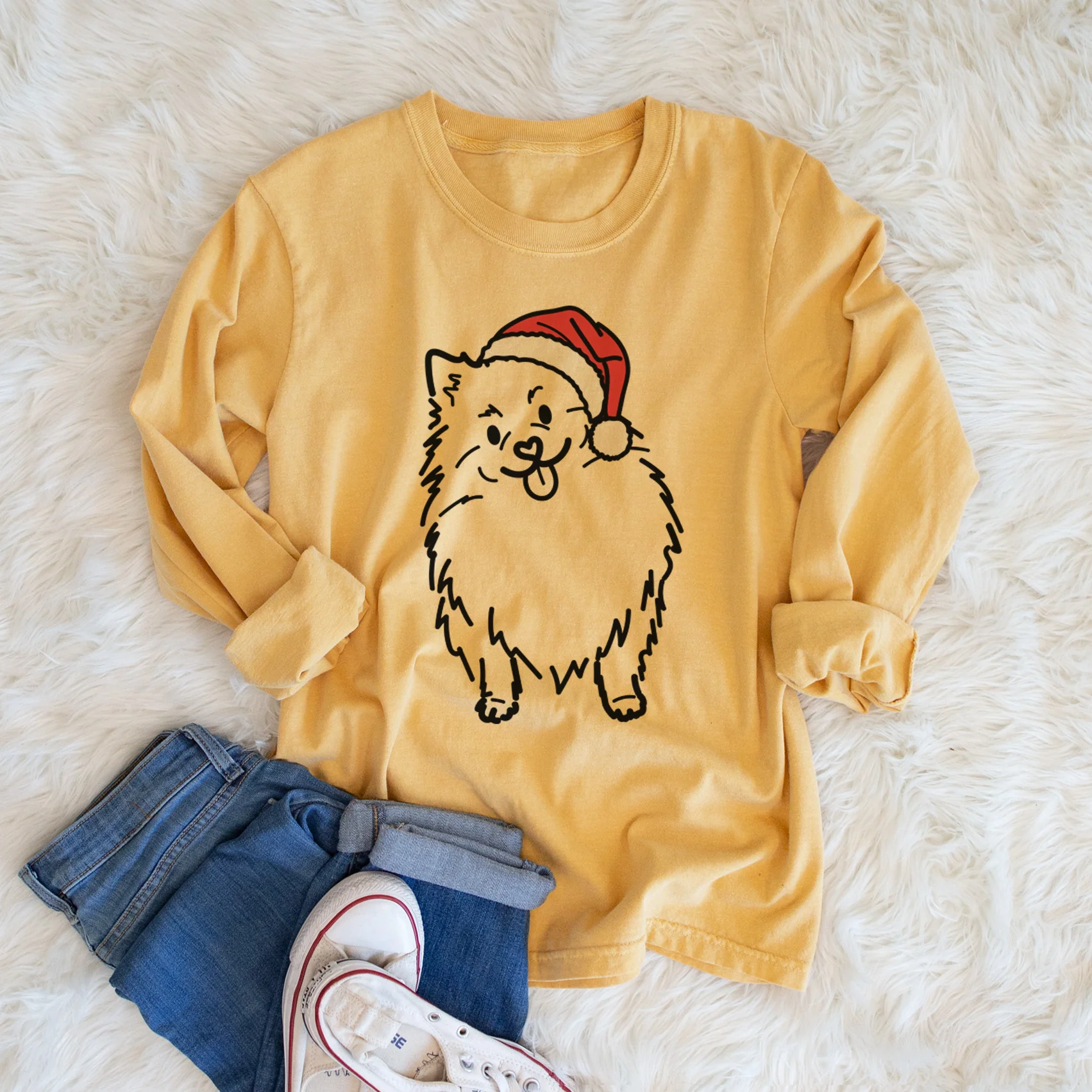 Jolly Pomeranian - Fern - Heavyweight 100% Cotton Long Sleeve - Image 5