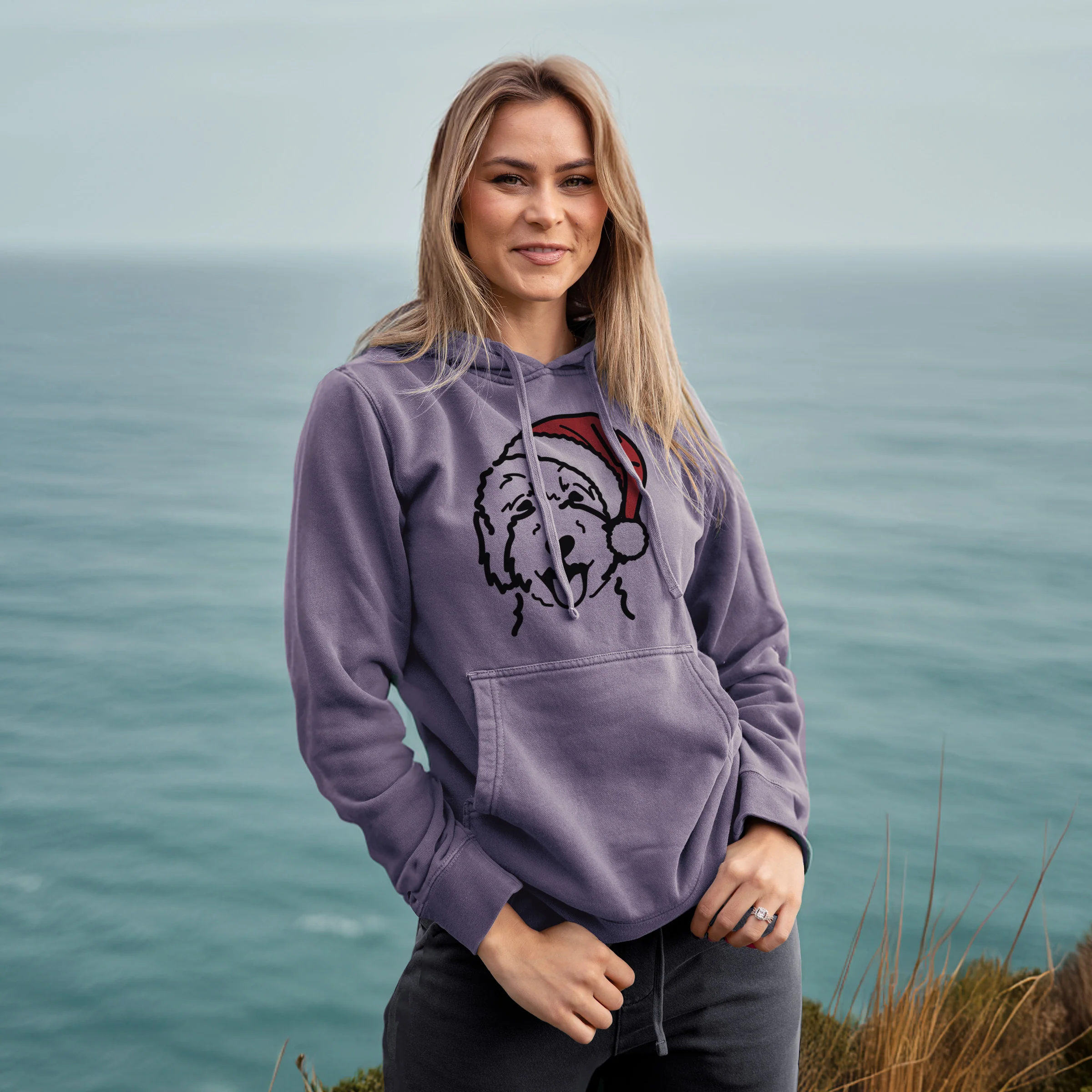 Jolly Goldendoodle 2 - Unisex Pigment Dyed Hoodie - Image 4