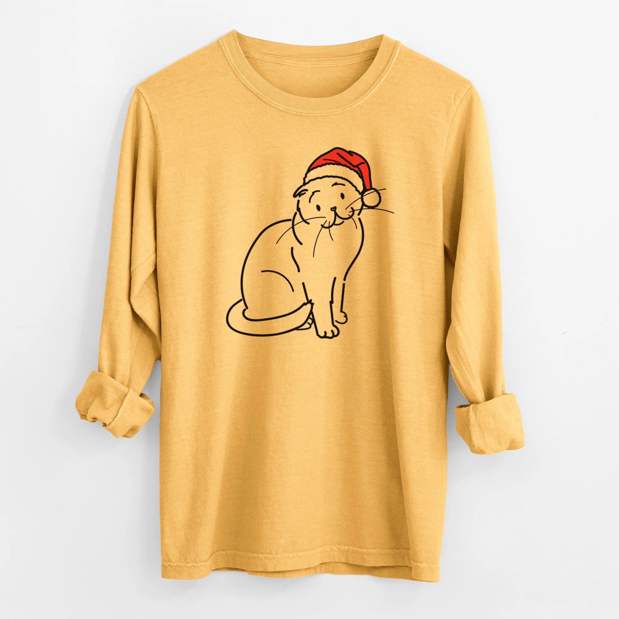 Jolly Scottish Fold Cat - Hank - Heavyweight 100% Cotton Long Sleeve - Image 2