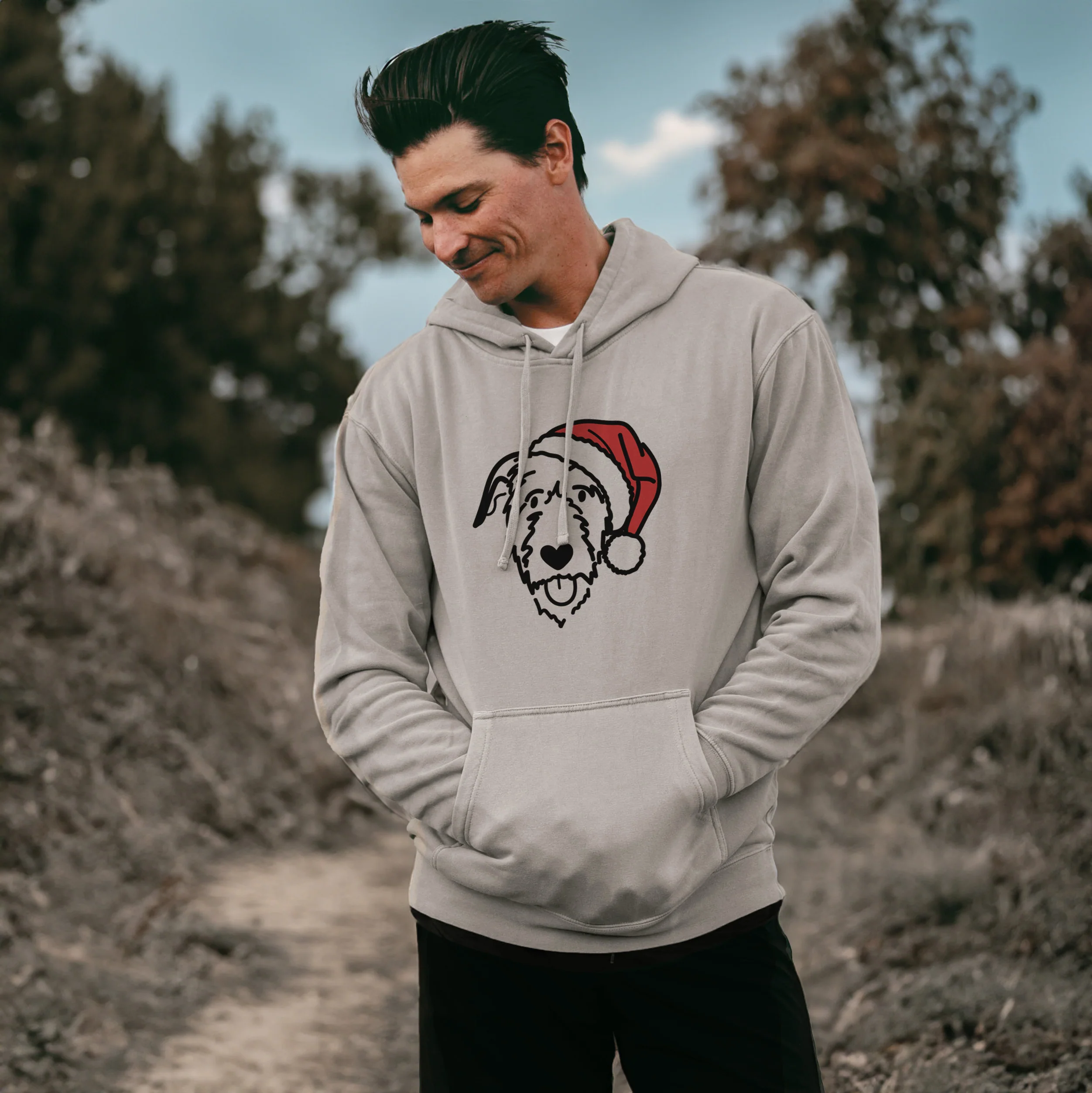 Jolly Irish Wolfhound - Unisex Pigment Dyed Hoodie - Image 3