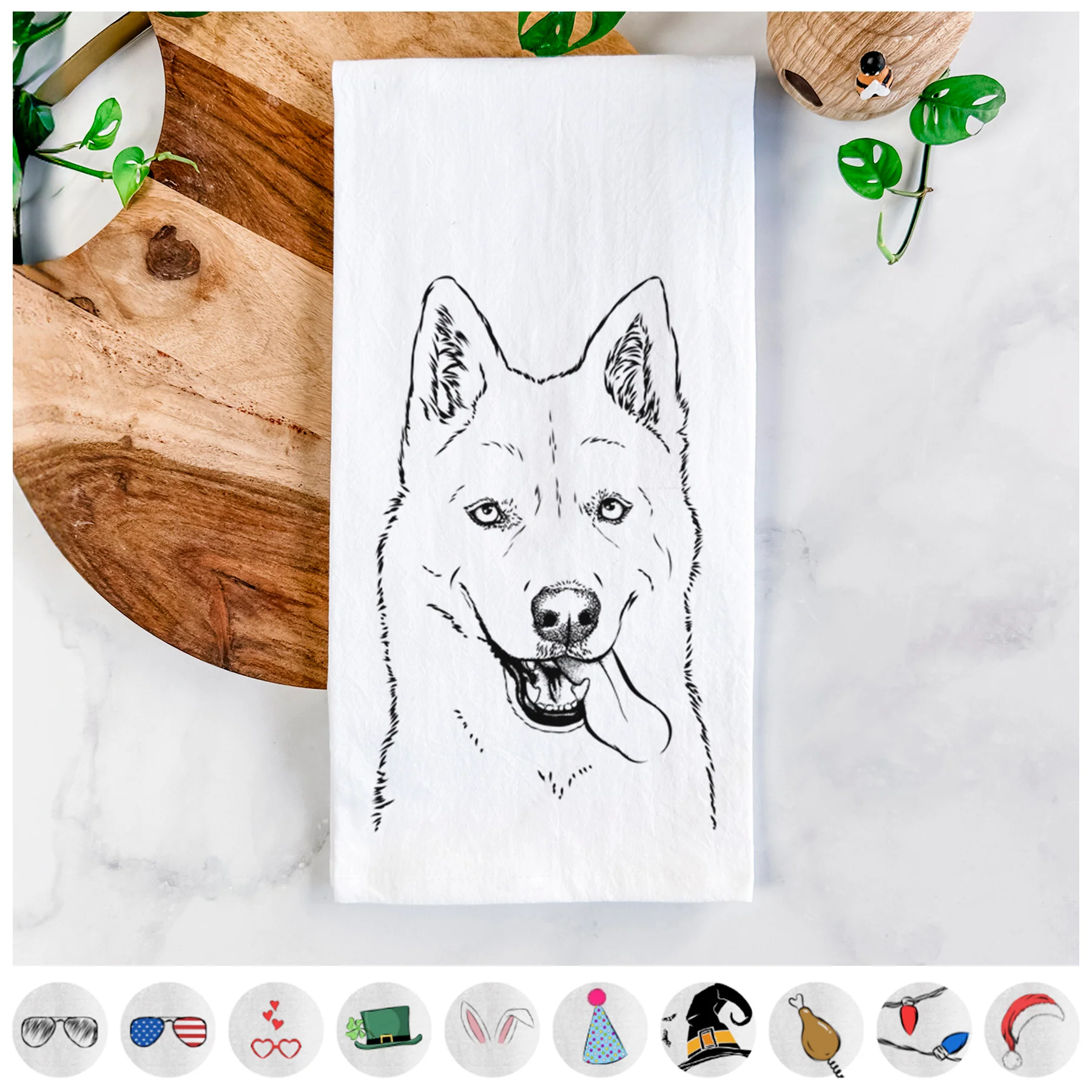 Sinatra the Siberian Husky Tea Towel