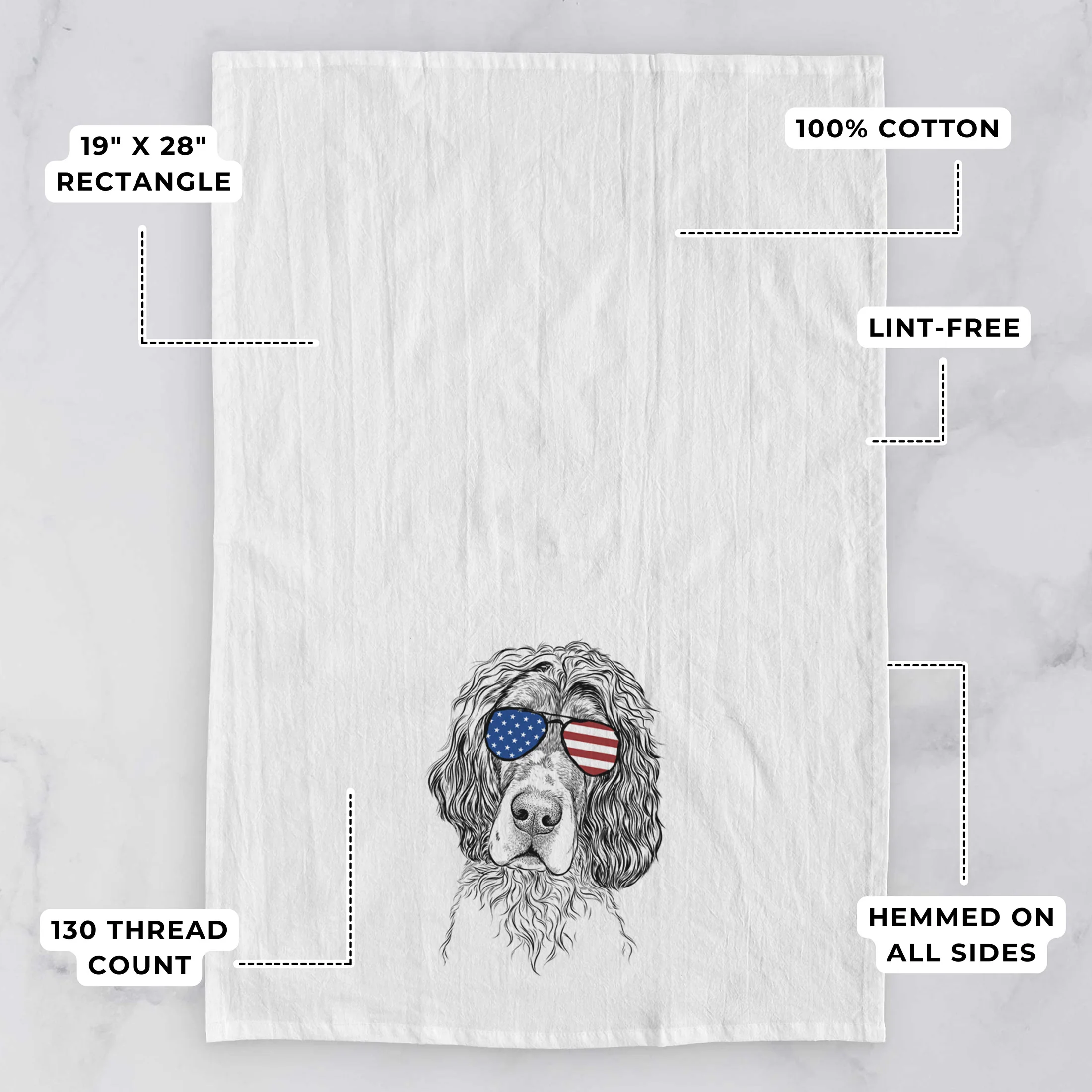 Sir Rexford the Blue Belton English Setter Tea Towel - Image 3