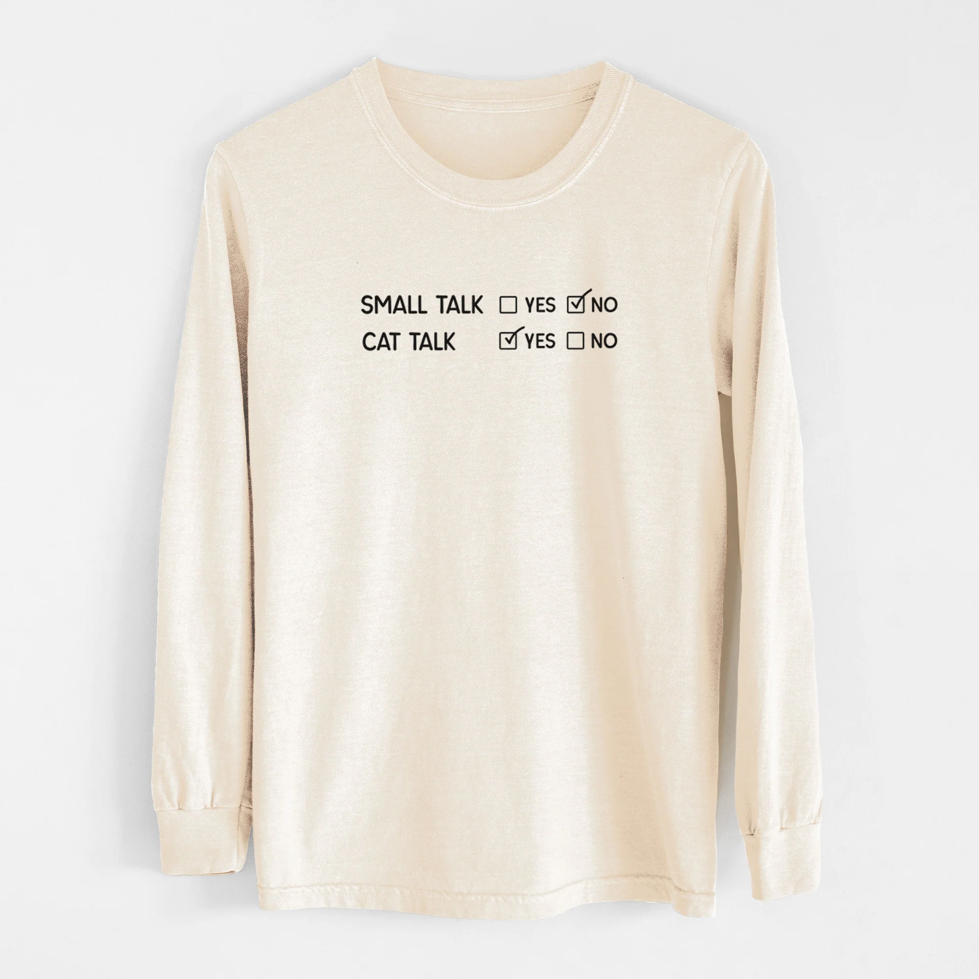 Small Talk No - Cat Talk Yes - Men's Heavyweight 100% Cotton Long Sleeve - Image 12