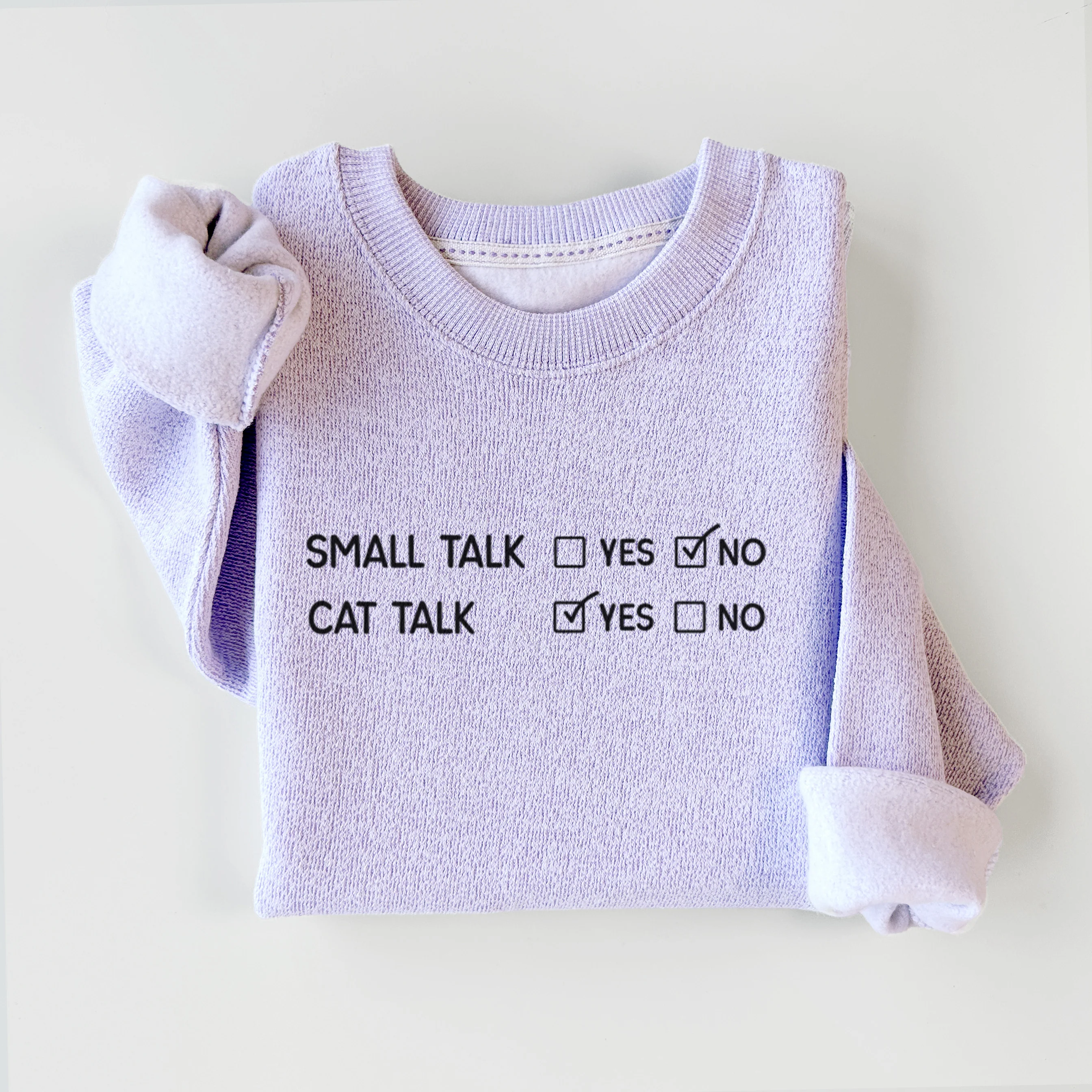 Small Talk No - Cat Talk Yes - Knit Sweatshirt - Image 7
