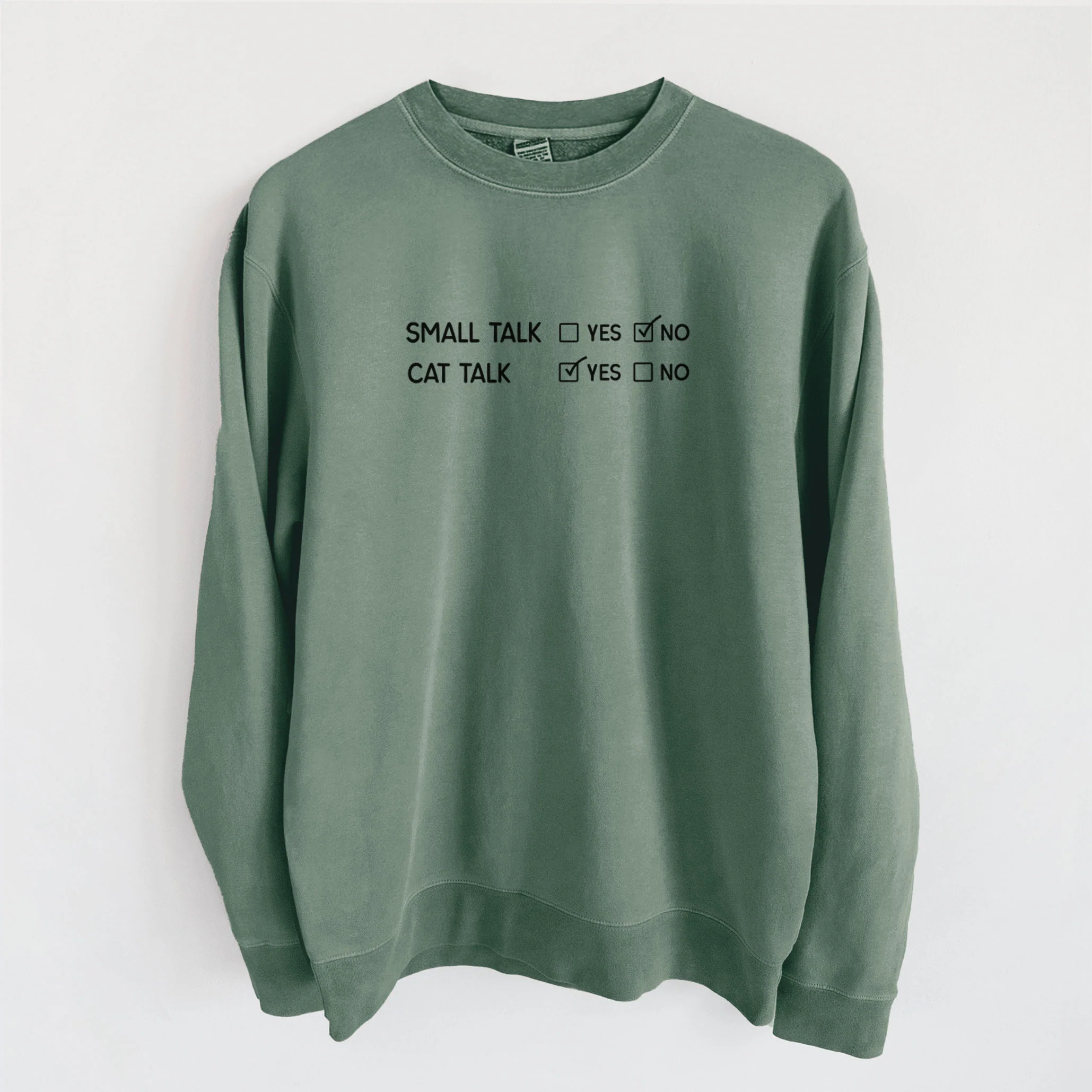 Small Talk No - Cat Talk Yes - Unisex Pigment Dyed Crew Sweatshirt - Image 9