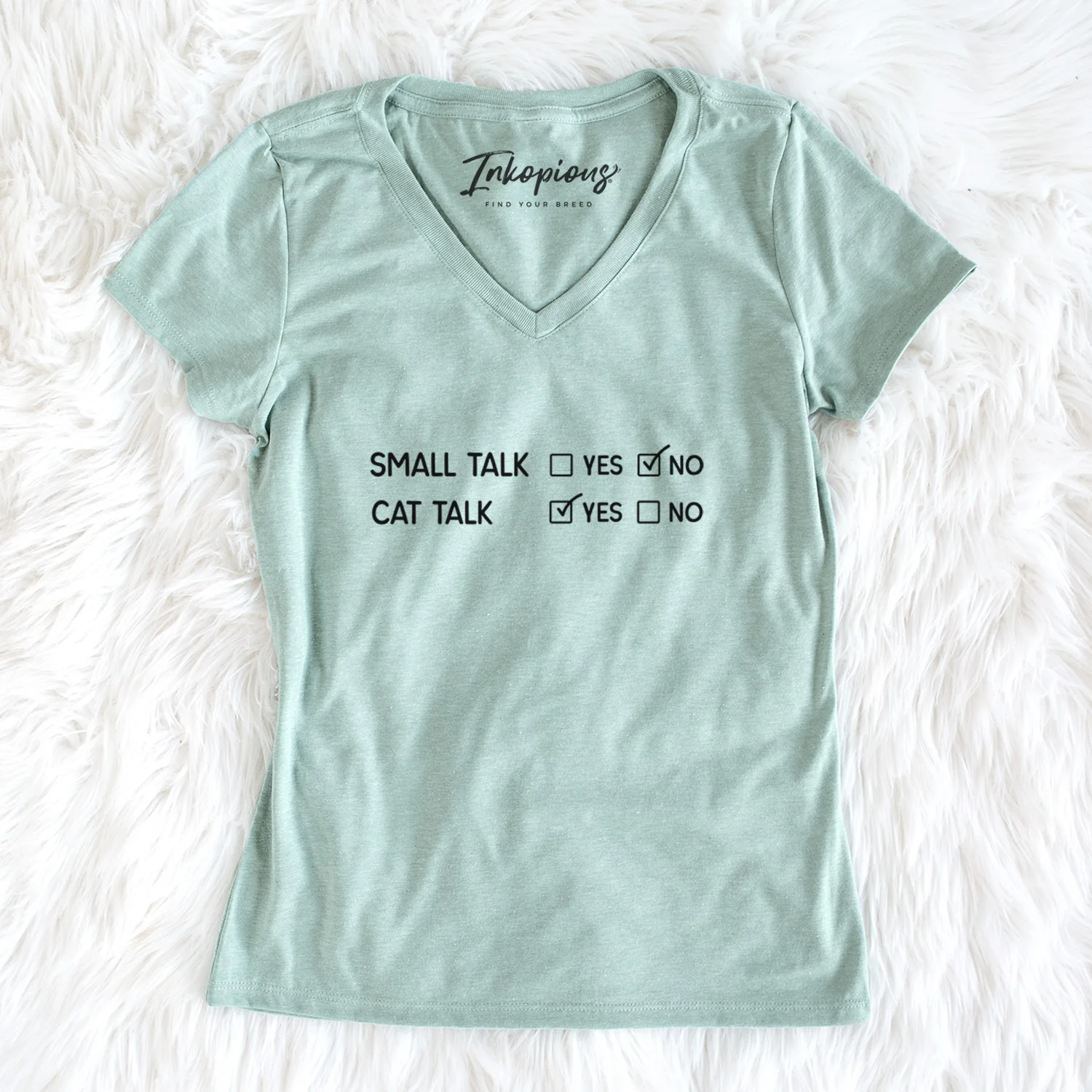 Small Talk No - Cat Talk Yes - Women's Perfect V-neck Shirt - Image 2