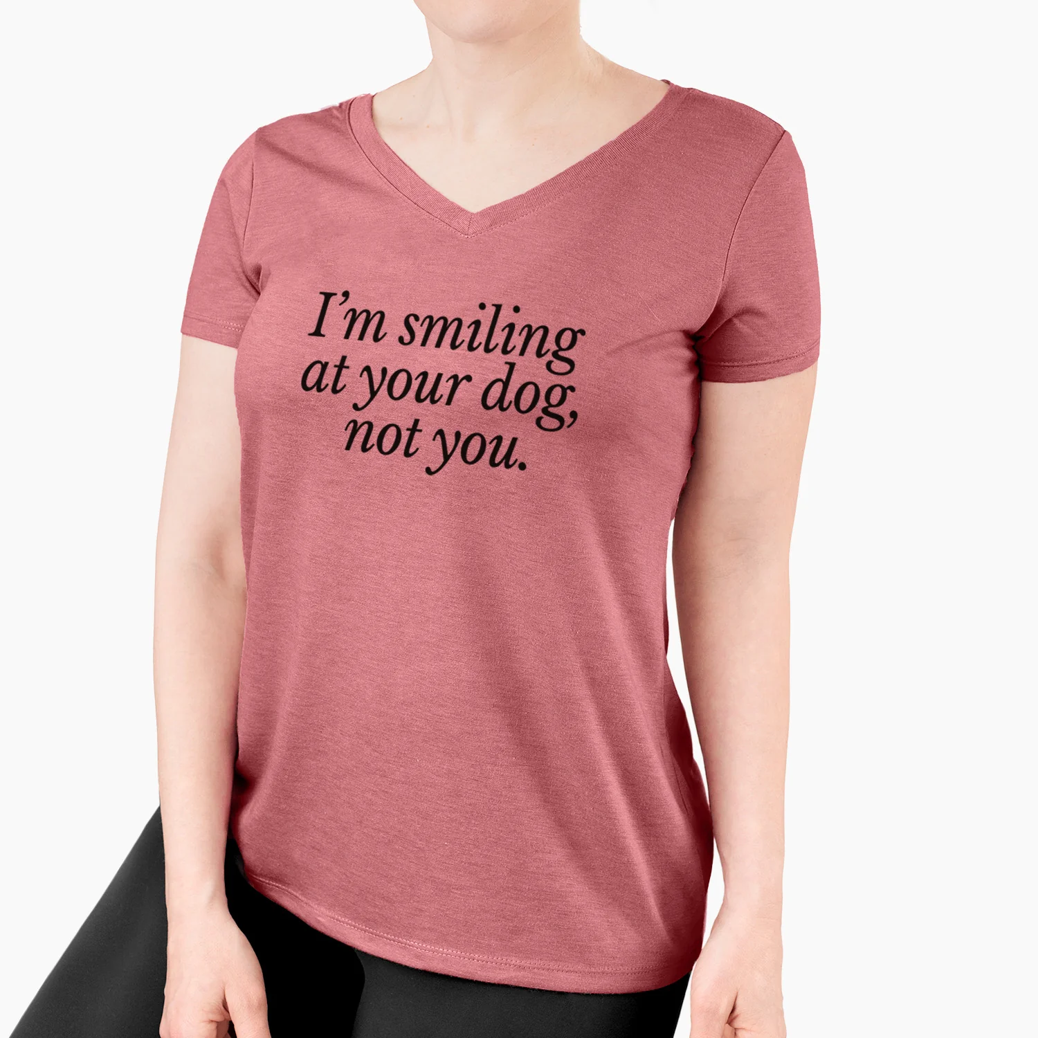 I’m smiling at your dog, not you - Women's Perfect V-neck Shirt - Image 4