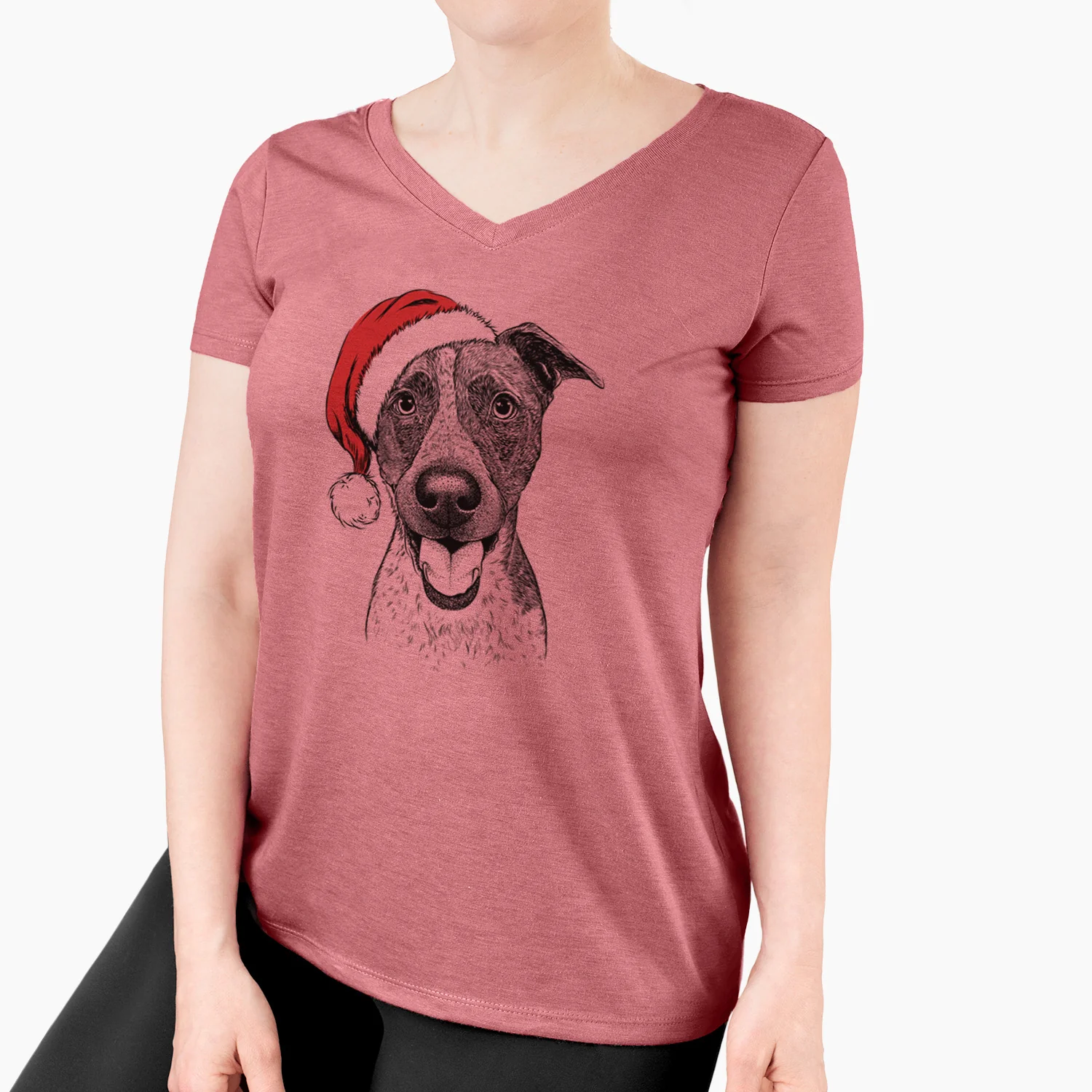 Santa Amigo the Heeler Mix - Women's Perfect V-neck Shirt - Image 7